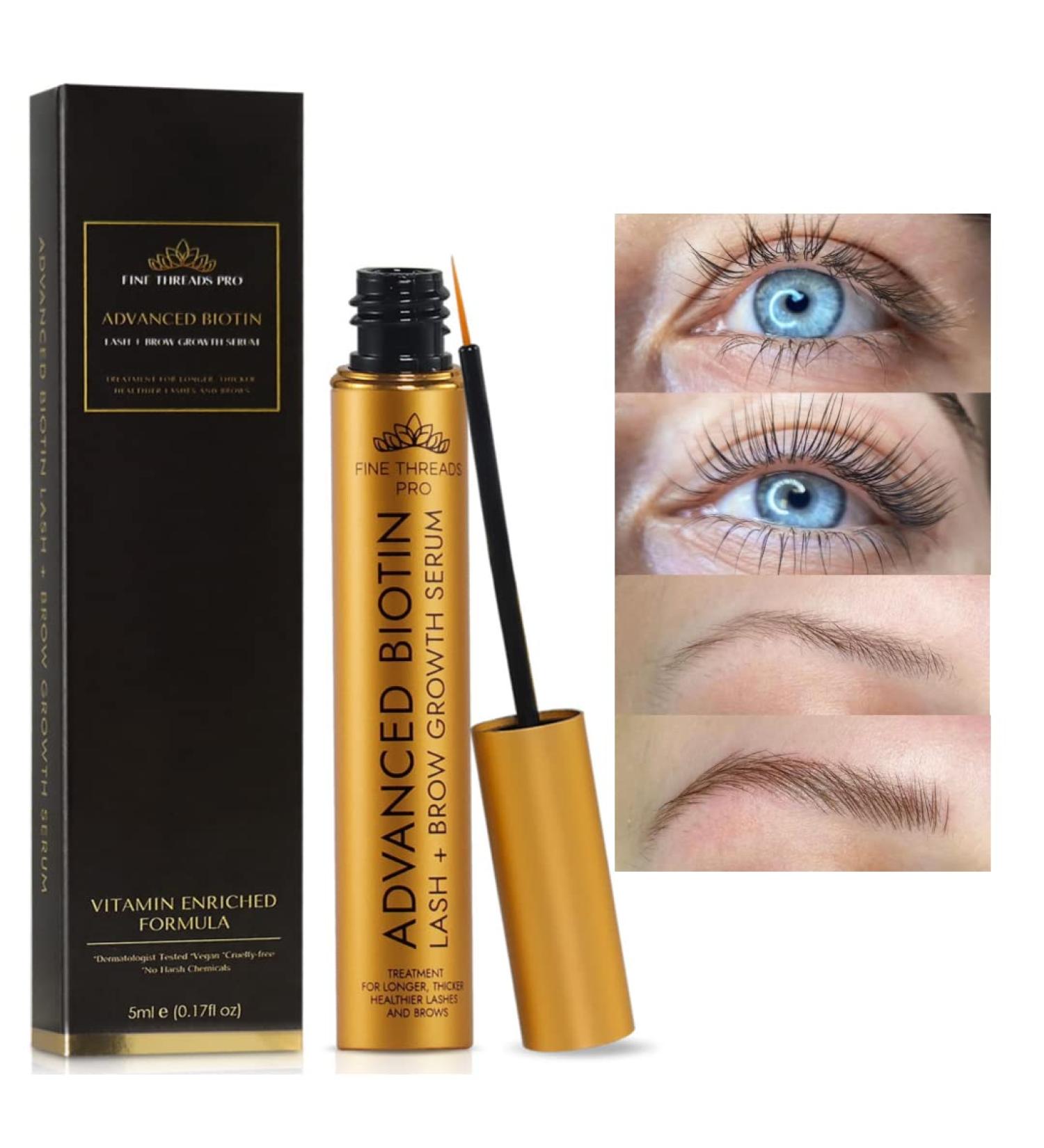 Physician Developed Eyelash and Eyebrow Growth Serum - Advanced Biotin for Fuller, Longer, Thicker & Healthier Lashes and Brows - Lash Extensions Safe - Oil-Free & Cruelty-Free - 5ML, 6 Months Supply - Buy Online on GoSupps.com