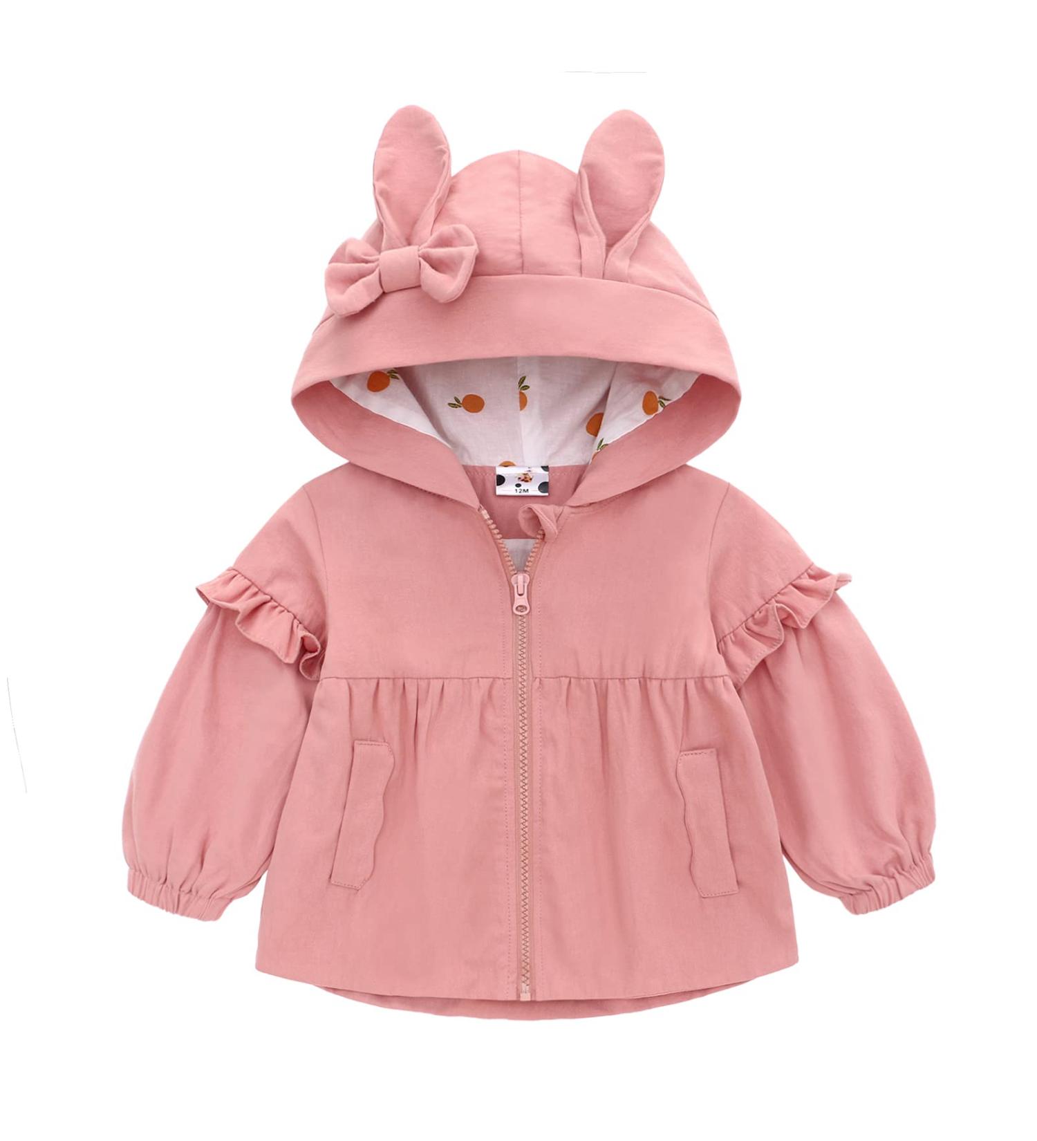 Famuka Baby Girls Hooded Jacket - Toddler Kids Spring Windbreaker Outwear (3 Years, Pink) - Buy Online on GoSupps.com