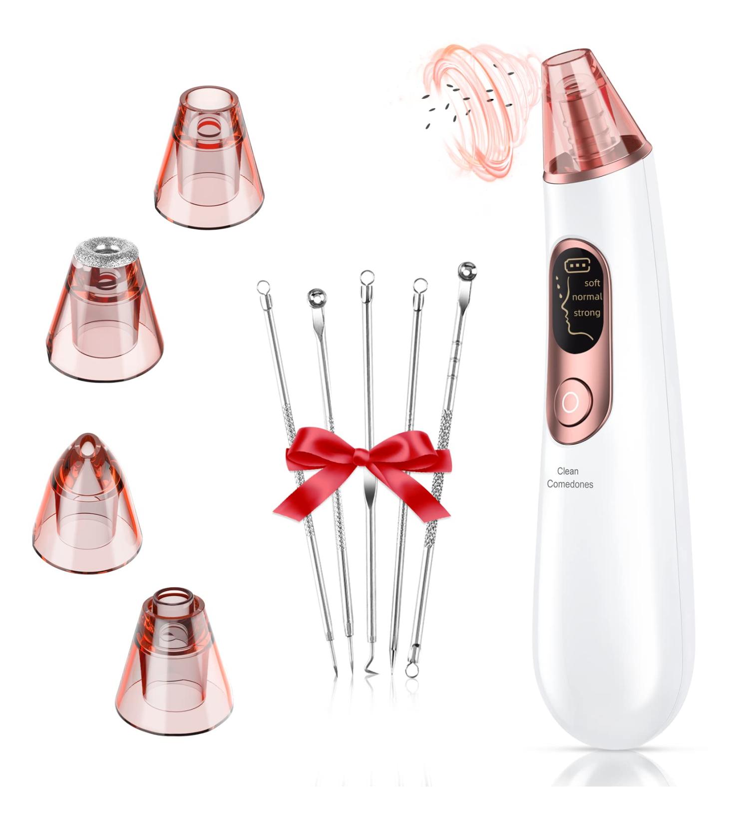 Blackhead Remover Pore Vacuum - LED Screen, USB Rechargeable Cleanser with 3 Suction Power Levels - For Acne, Whitehead Removal - 4 Probes - Women & Men - Buy Online on GoSupps.com