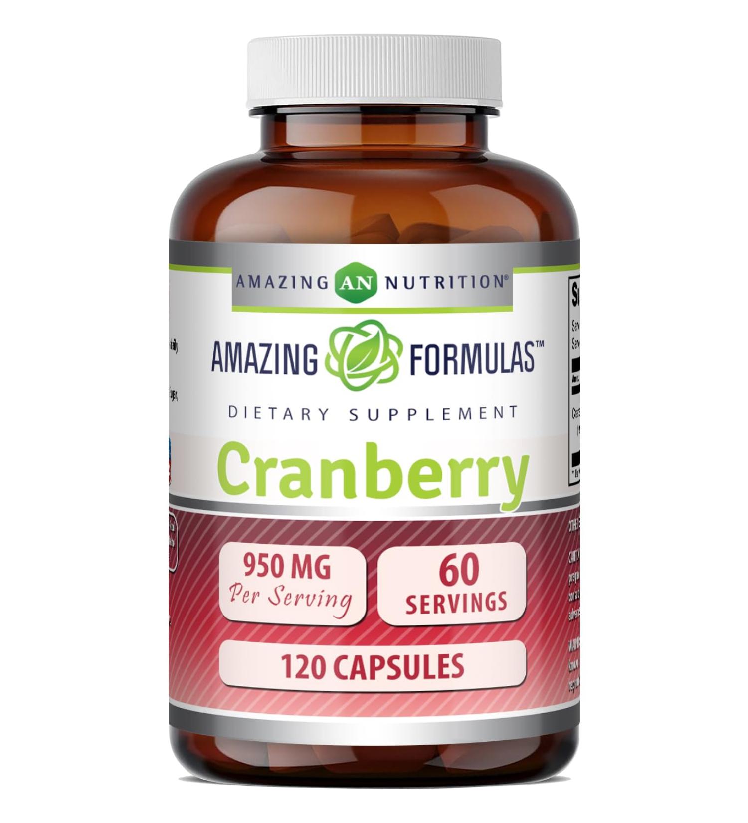 Amazing Formulas Cranberry Extract | 950 Mg Per Serving | 120 Capsules Supplement | Non-GMO Gluten Free Made in USA - Buy Online on GoSupps.com