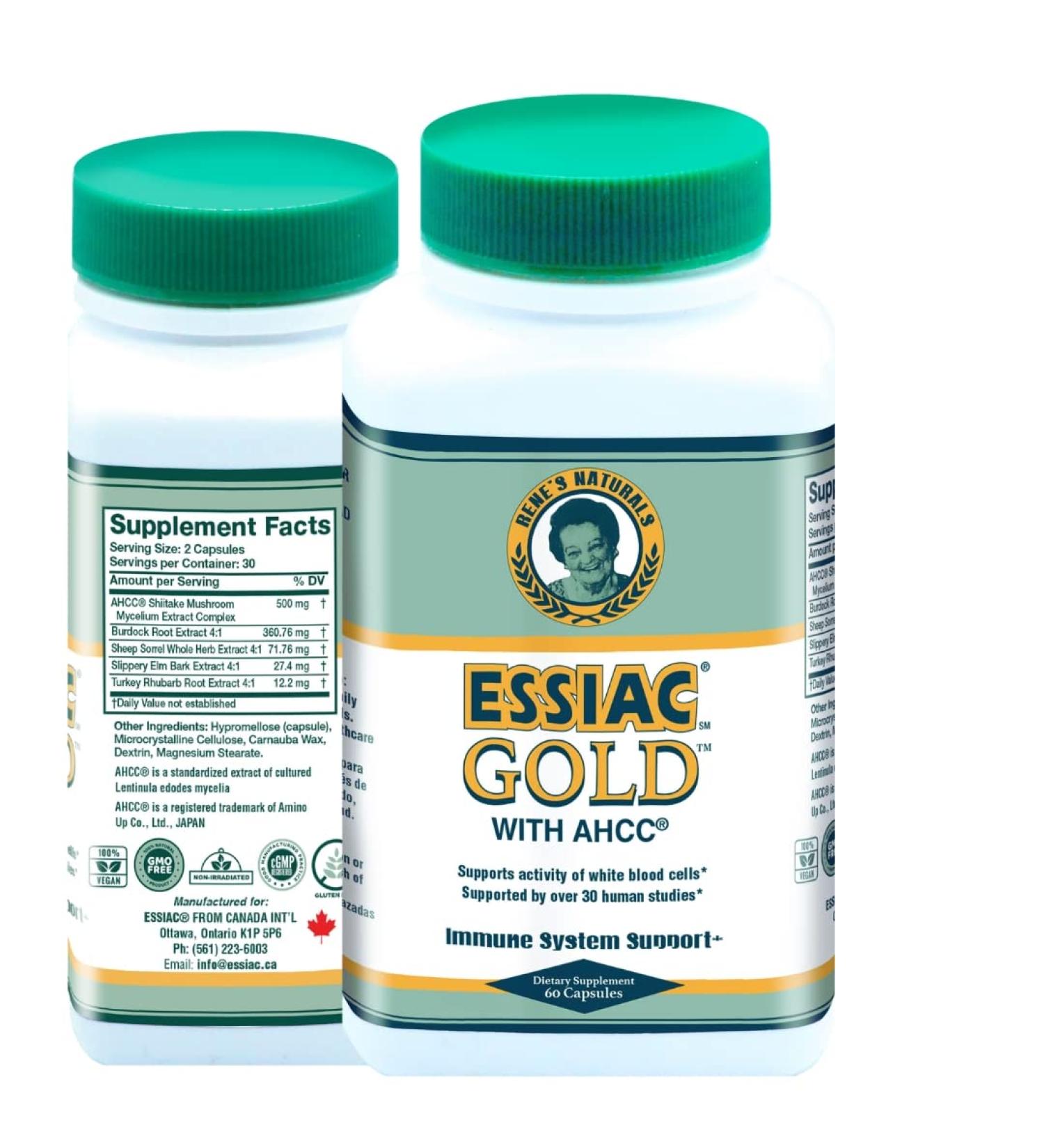 Essiac Gold Extract with AHCC Supplement - Immune Support & Antioxidant Blend - 60 Capsules - Buy Online on GoSupps.com