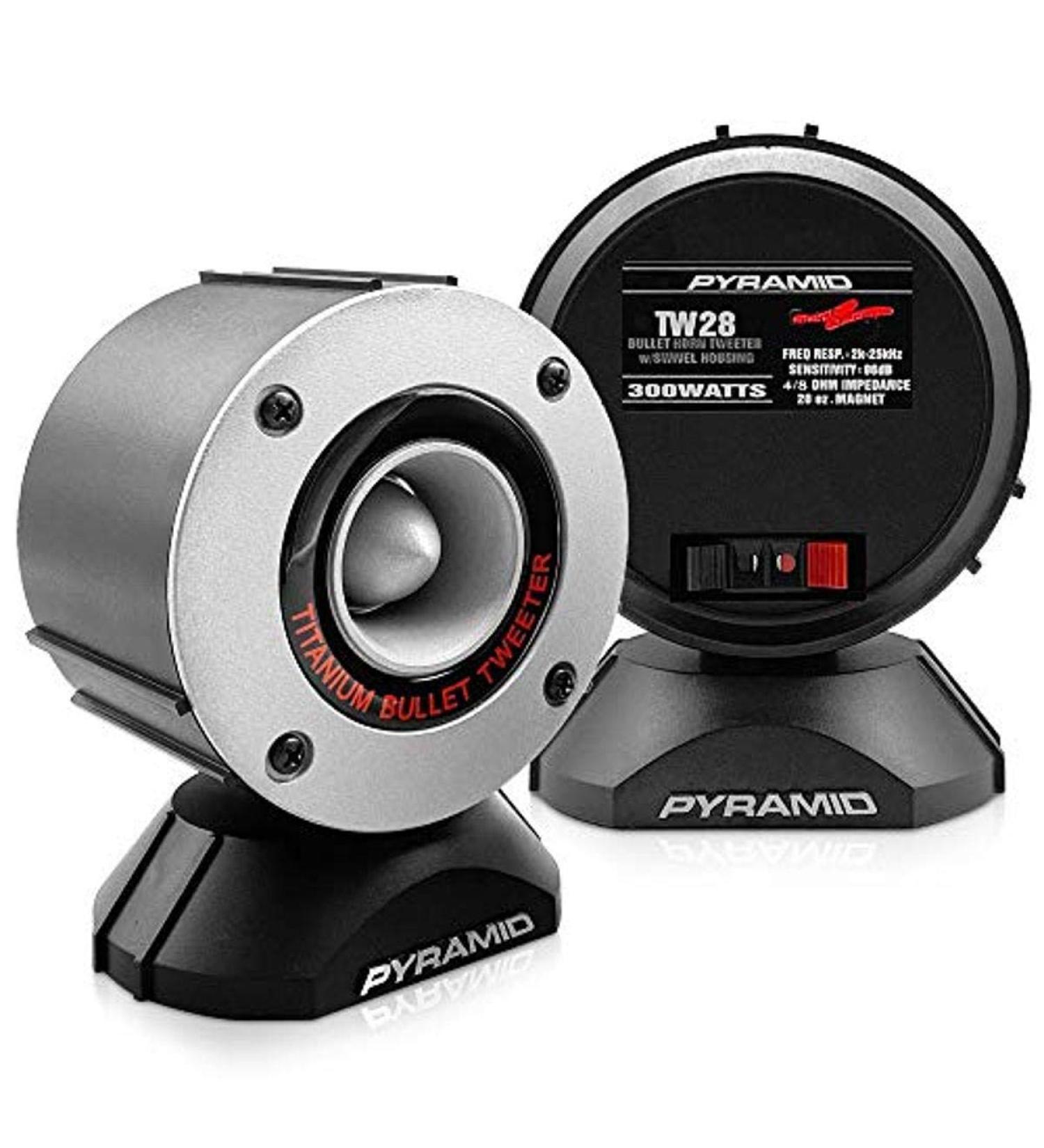 Pyramid 300 Watt Marine Tweeter Speaker Pair - Aluminum Bullet Horn, Titanium Dome Tweeter, 2k-25kHz Frequency, 4 Ohm, Heavy Duty Magnet Structure - TW28 - Buy Online on GoSupps.com