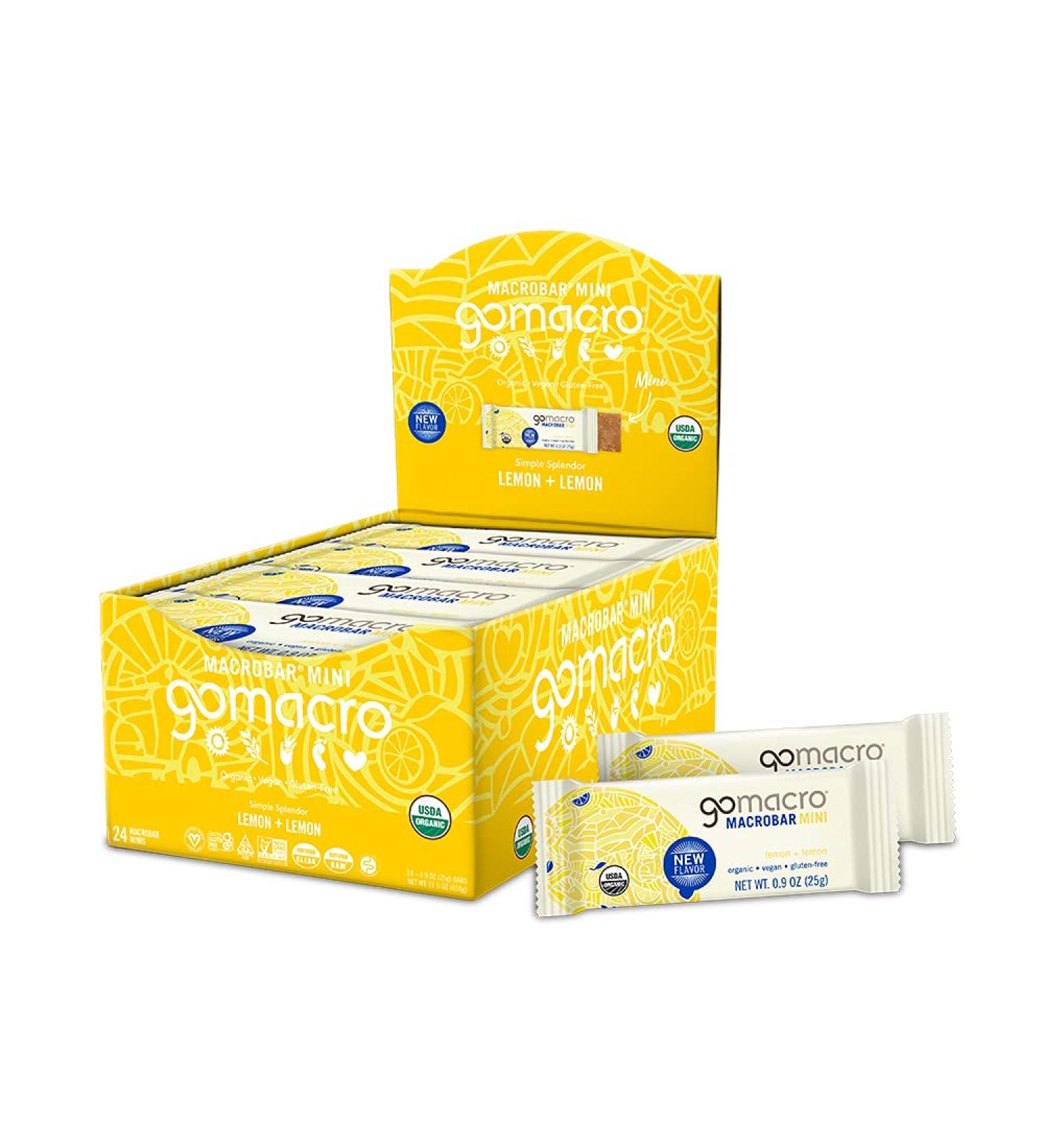 GoMacro Organic Vegan Mini Snack Bars - Lemon + Lemon 0.90oz (24 Count) - Buy Online on GoSupps.com
