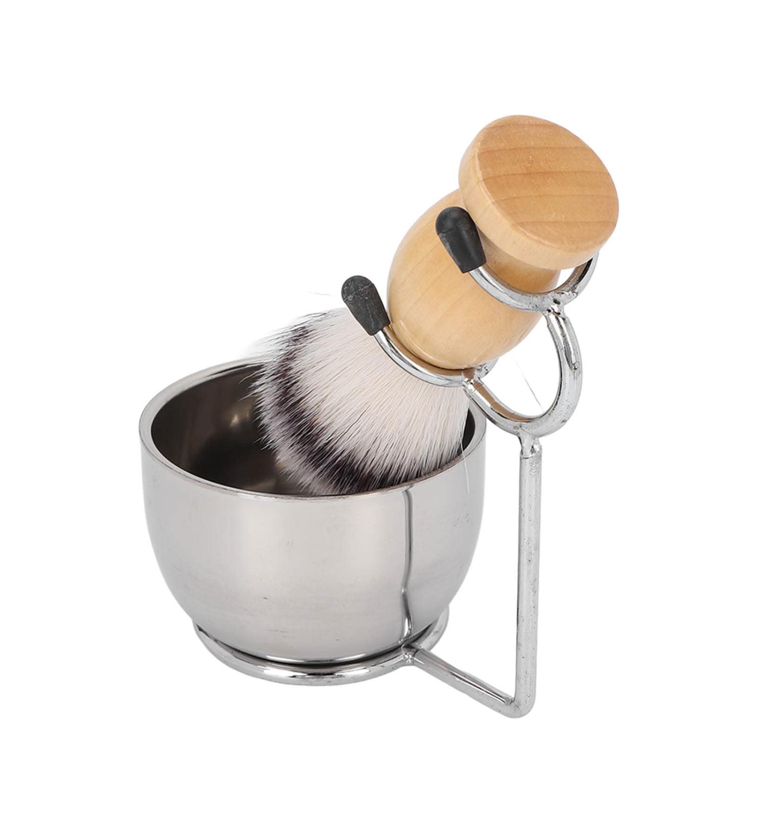 Premium 3-in-1 Shaving Brush Set for Men | Stainless Steel Bowl & Holder | Ideal for Home Salon Use - Buy Online on GoSupps.com
