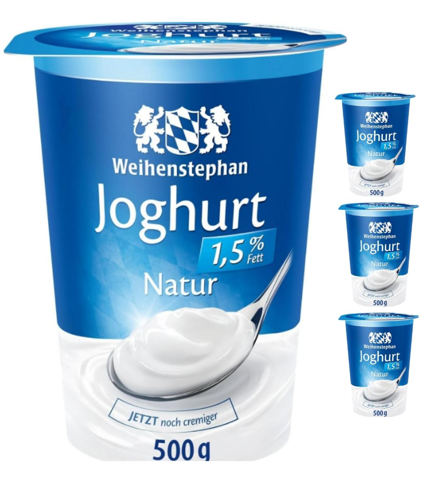 Weihenstephan Yogurt 1.5% - Fresh 500g x 4 Pieces | International Shipping Available - Buy Online on GoSupps.com