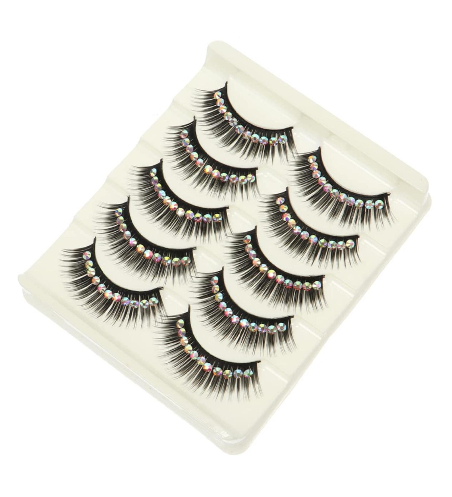 FRCOLOR Volume Cat Eye 10 Pairs Diamond False Eyelashes False Eyelashes Dramatic Glitter Manga Lashes False Lash Lashes Eyelash Chemical Fiber Hard Stem Dense Decorate Rhinestone - Buy Online on GoSupps.com