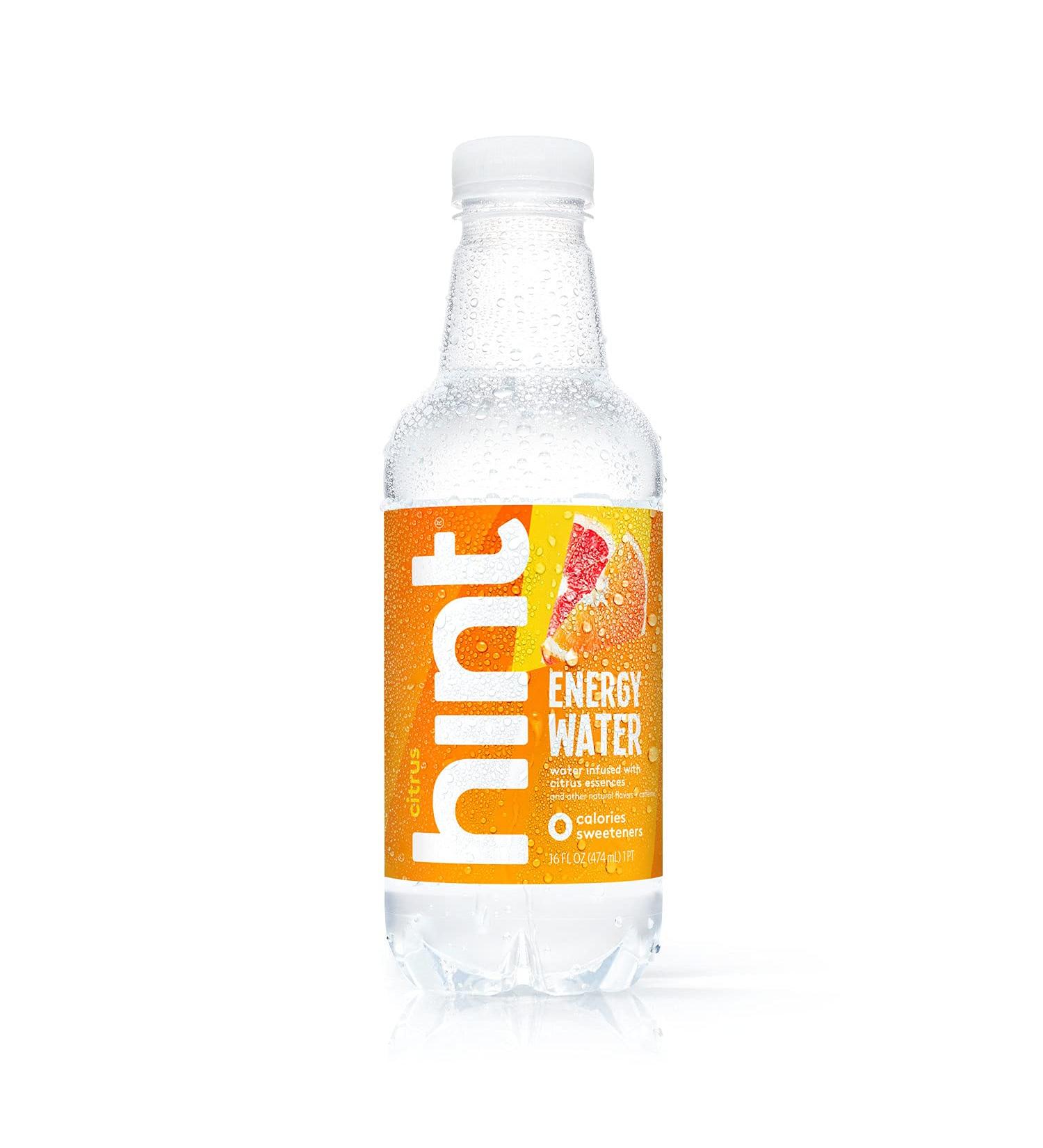 Hint Energy Water Citrus 16oz (Pack of 12) - Caffeinated, Sugar-Free, Zero Calories - Buy Online on GoSupps.com