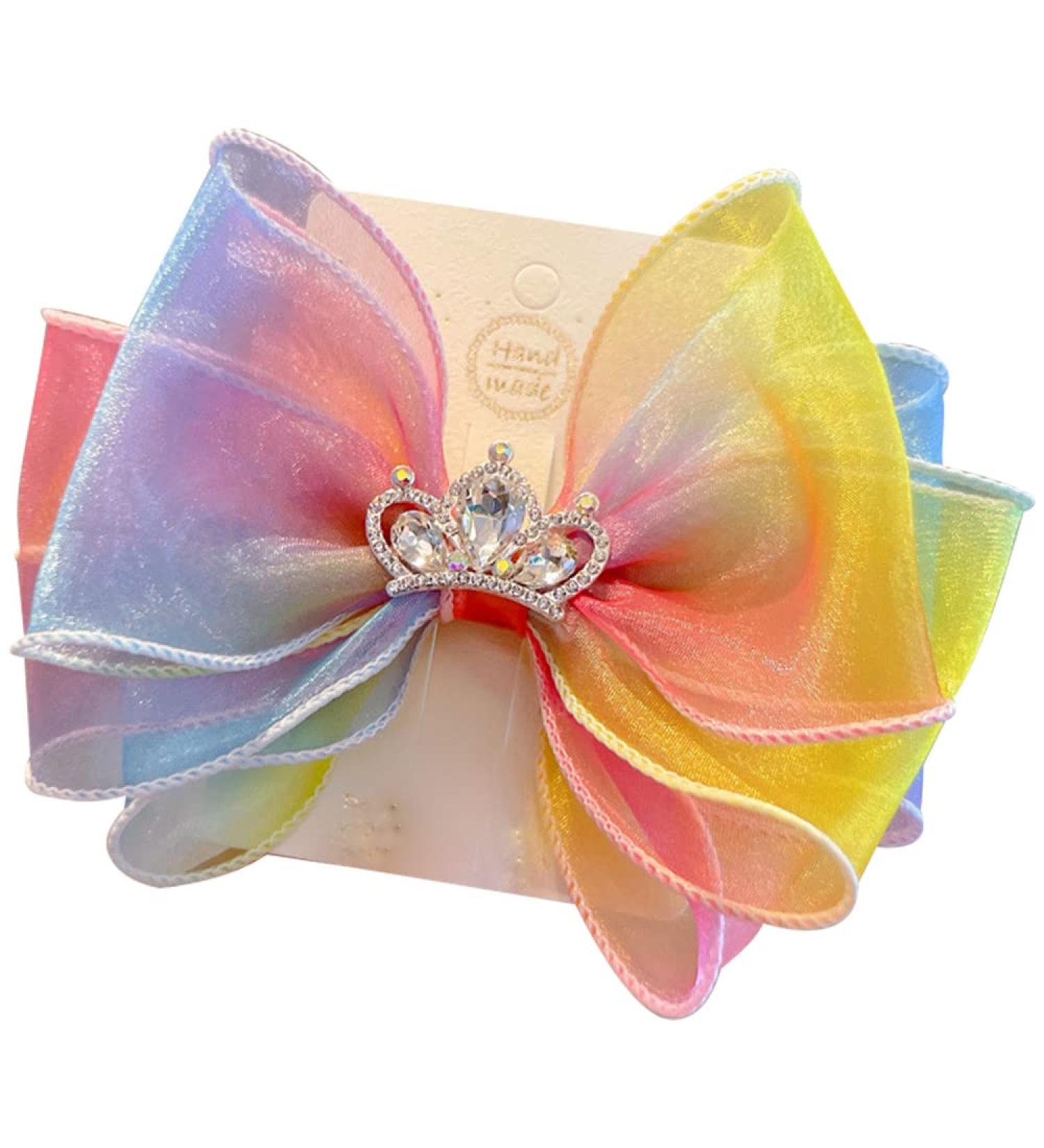 FEIFEI'S BOW Baby Girls Princess Chiffon Diamond Crown Unicorn Hair Clip - Multi Colour Toddler Infants Party Dress Costume Photo Prop - Buy Online on GoSupps.com