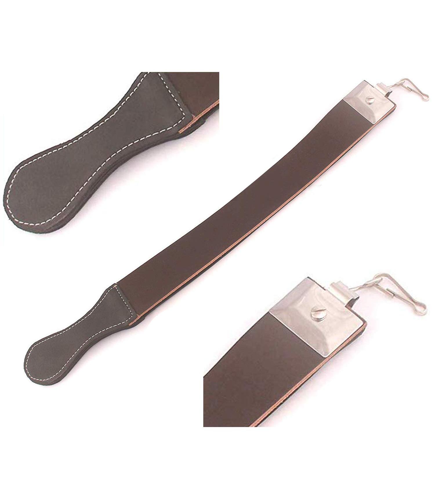 OdontoMed2011 Professional Sharpening Strop 20" Made Of Real Leather Straight Razor Hanging Strop Barber Shaving Strap Belt With Swivel Clip ODM