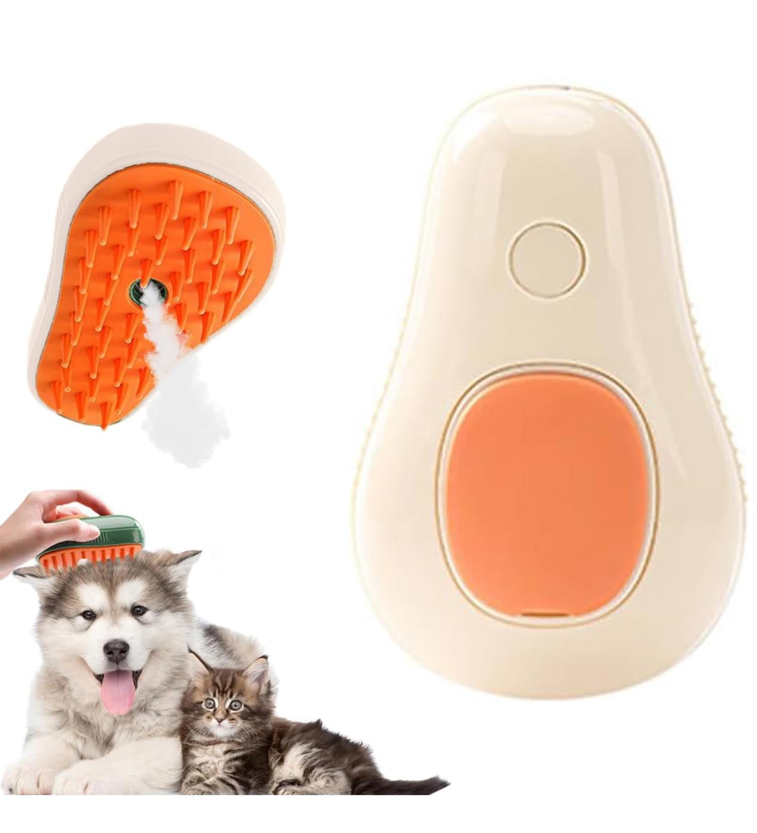 Jastown 3-In-1 Cat Steam Brush - Grooming and Massage Comb for Cats - Eliminate Flying Hair with Steamy Pet Brush - White - Buy Online on GoSupps.com