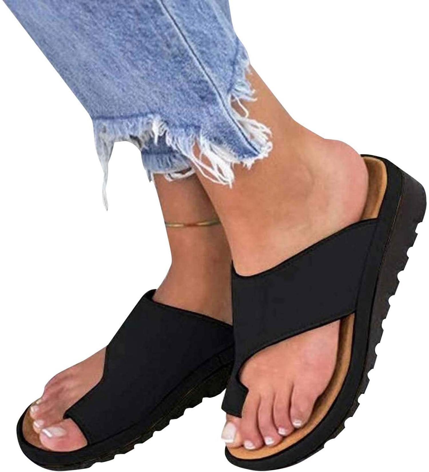 Bunion Sandals for Women with Arch Support - Black, Size 8 | Bunions Correction Women's Sandals - Buy Online on GoSupps.com
