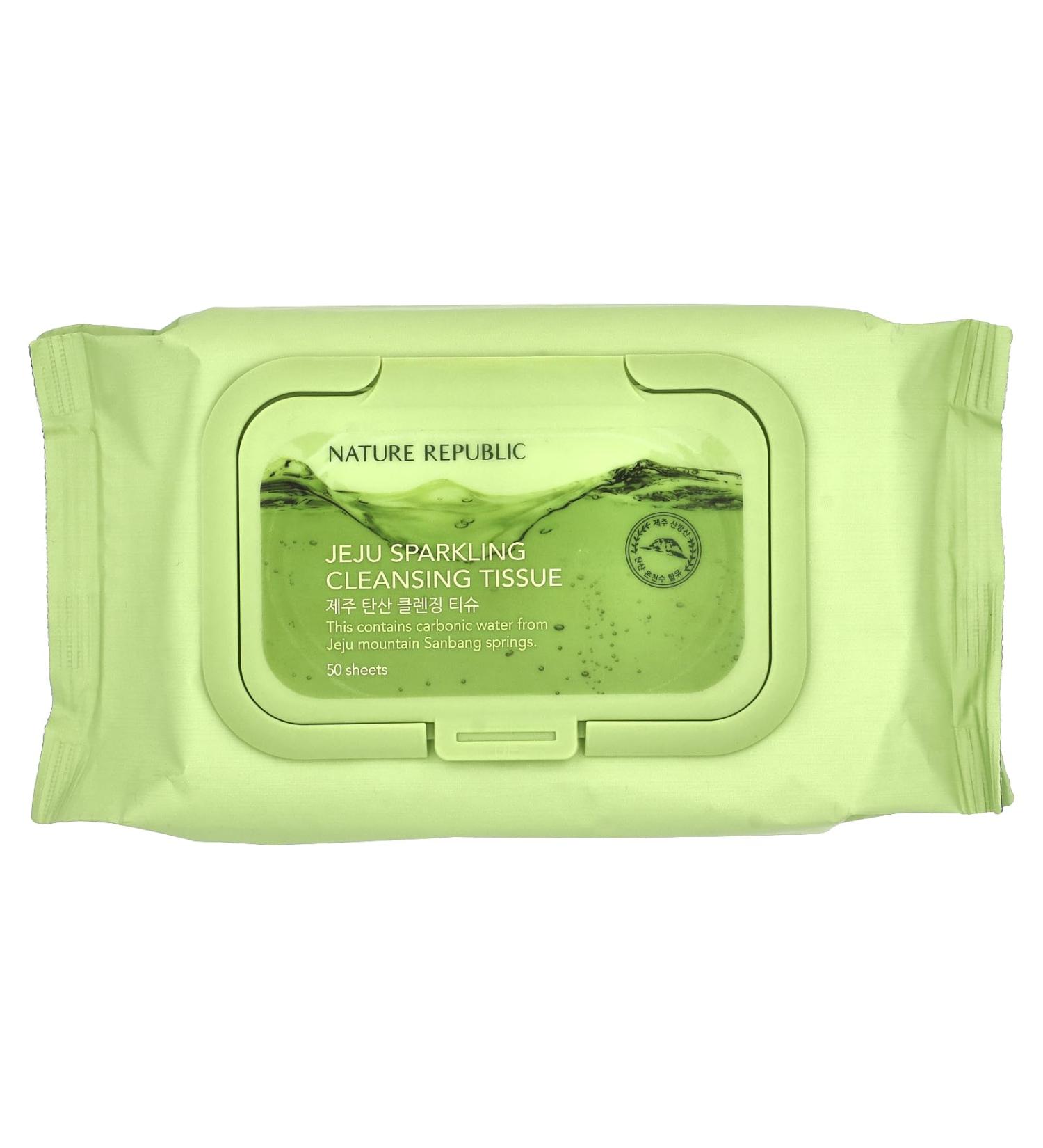 Nature Republic Jeju Sparkling Facial Cleansing Tissues - 50 Sheets | Refreshing Skincare for All Skin Types - Buy Online Worldwide - Buy Online on GoSupps.com