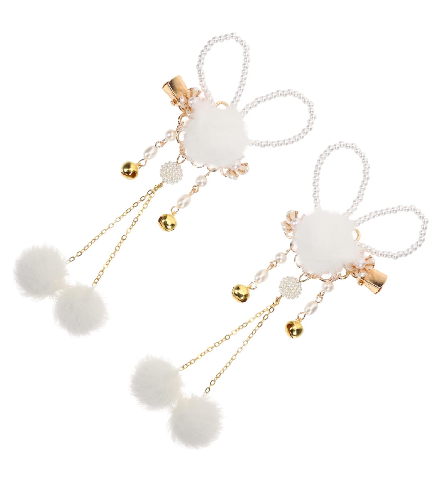 Amosfun 1 Pair Bunny Hairpin Kids Decor Baby Decor Rabbit Ear Headbands Plush Hairpins Pearl Hair Ties Pearl Hair Pin Retro Decor Pompom Hair Tie Vintage Metal Plush Ball Miss - Buy Online on GoSupps.com