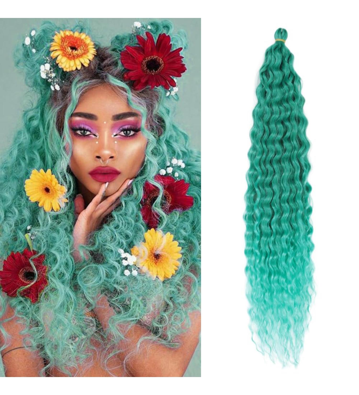 DSoar 22 Deep Twist Crochet Hair - Ocean Wave Curly Bohemian Braids 3 Packs Synthetic Hair Extensions in Green - Buy Online on GoSupps.com