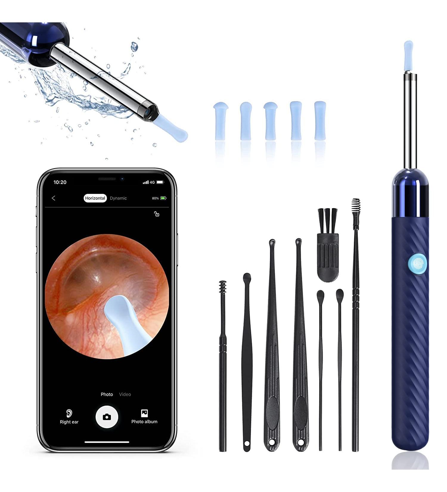 Ear Wax Removal Kit with 1080P Camera and 6 Ear Picks - Blue | For iPhone, iPad, Android | Otoscope with Light - Ear Cleaner for Effective Cleaning - Buy Online on GoSupps.com