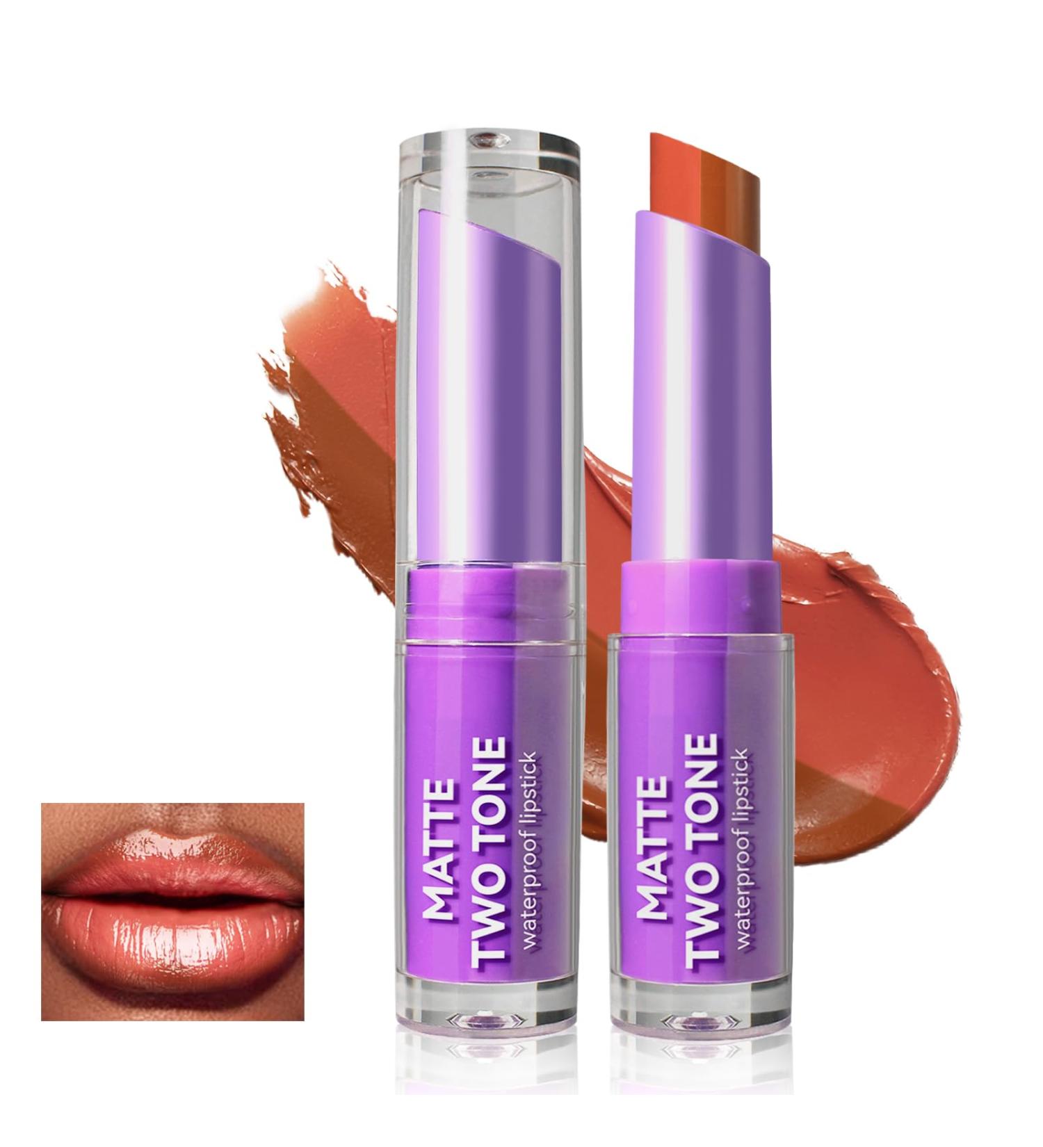 Brown Lipstick & Lip Liner 2-in-1 Combo - Waterproof Matte Lip Tint for Fuller Lips | Perfect for Dark Skin Women - Buy Online on GoSupps.com