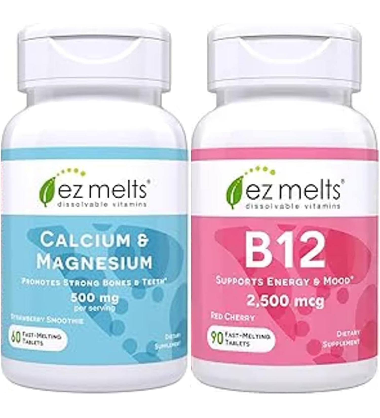 EZ Melts B12 Sublingual Vitamin and Dissolveable Calcium and Magnesium Supplement Bundle - Buy Online on GoSupps.com