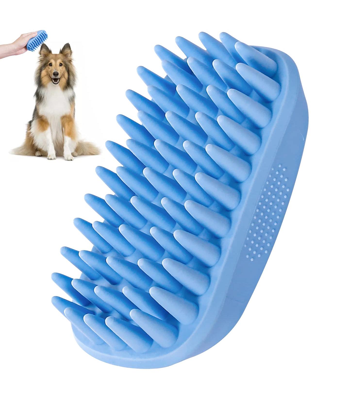 Rubber Dog Bath Brush - Silicone Grooming Curry Brush for Dogs & Cats - Buy Online on GoSupps.com