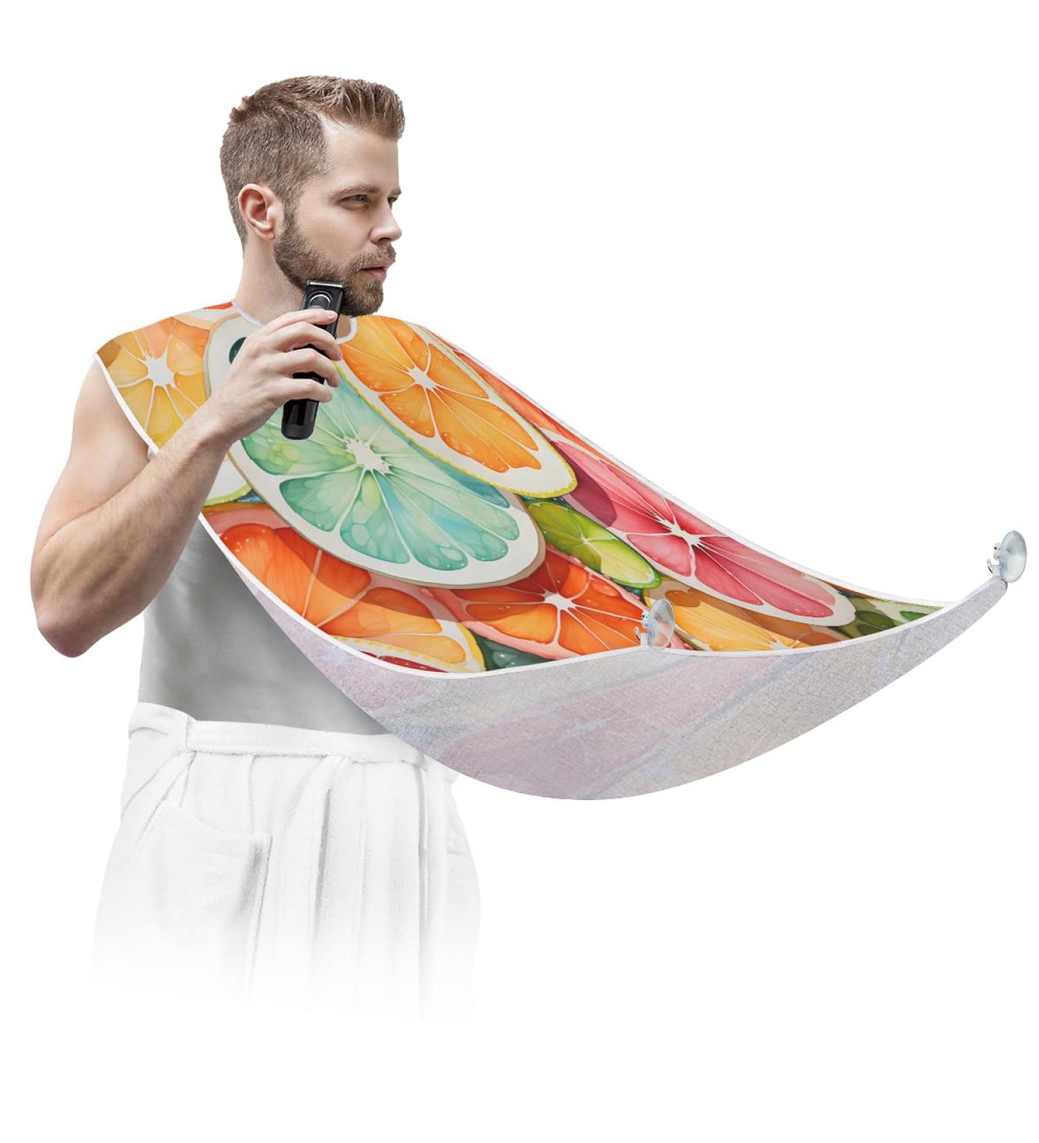 Fruit Colored Lemons Beard Bib Apron | Beard Hair Catcher for Men | Perfect Gift for Father's Day Anniversaries & Christmas - Buy Online on GoSupps.com