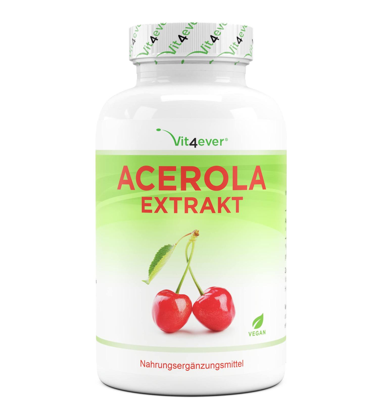 Acerola Capsules - High Dose 750mg Natural Vitamin C | 240 Vegan Capsules - Laboratory Tested No Additives - 8-Month Supply - Buy Online on GoSupps.com