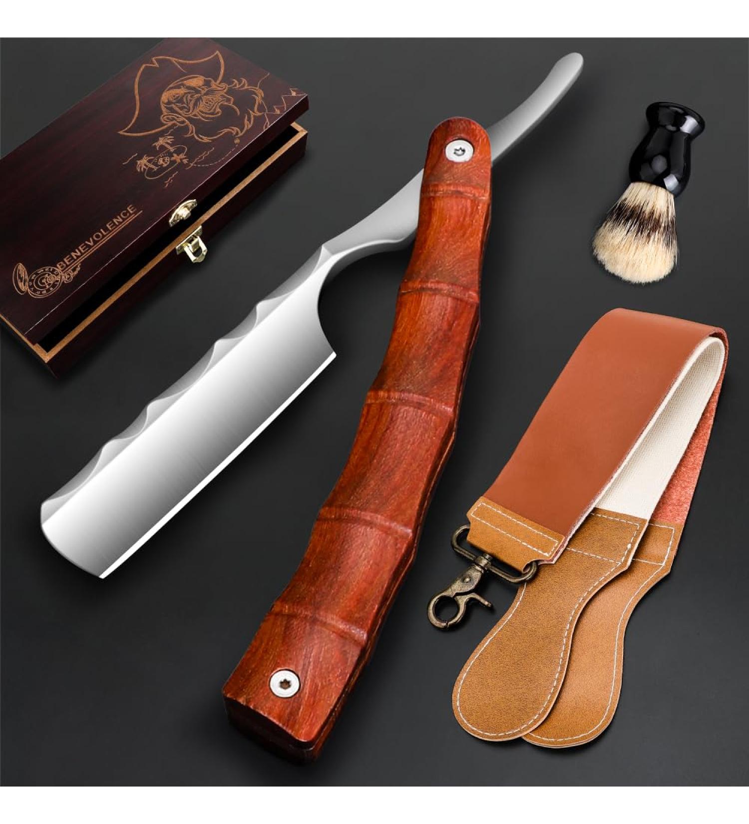 Professional Straight Blade Razor Kit - Stainless Steel Shaver for Men | Home & Salon Grooming - International Shipping Available - Buy Online on GoSupps.com