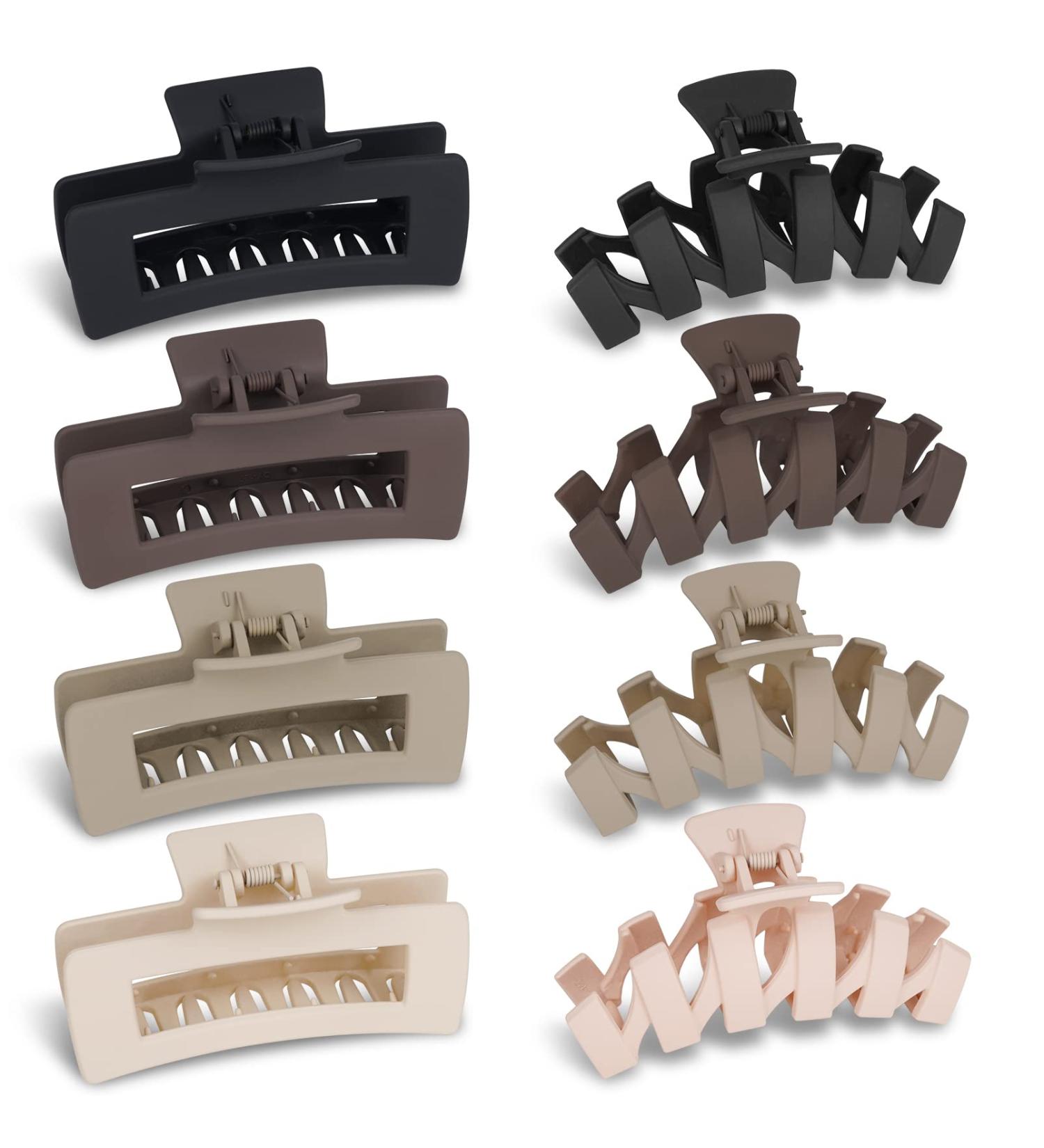 8 Pack Large Hair Claw Clips for Women - Strong Hold Matte Square Jaw Clips - Neutral Colors - 4.4 Inch - Thin Thick Hair - Buy Online on GoSupps.com