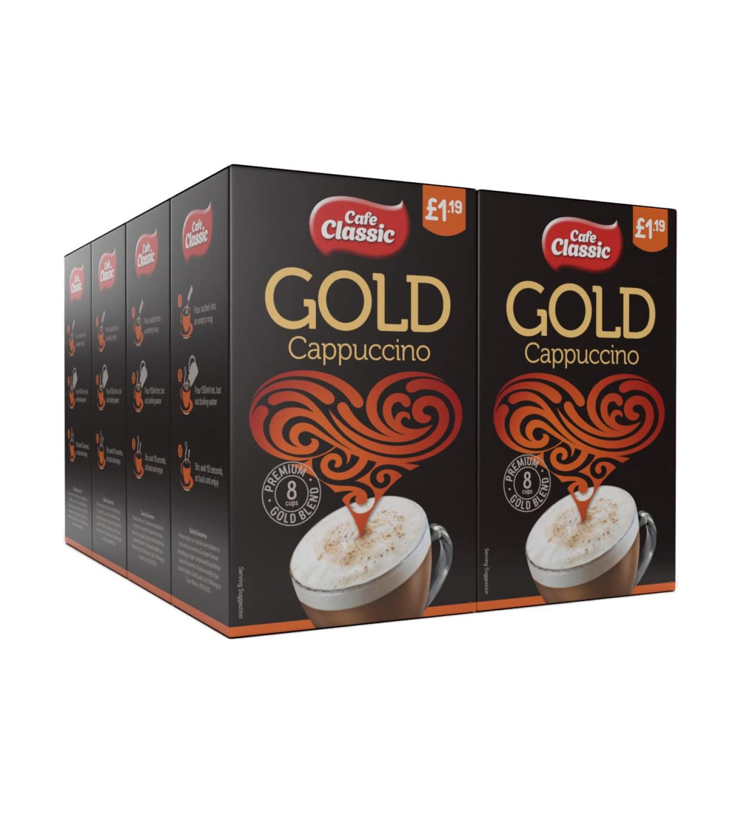 Cafe Classic Instant Cappuccino 64 sachets (Case of 8 x 8 sachets) - Buy Online on GoSupps.com