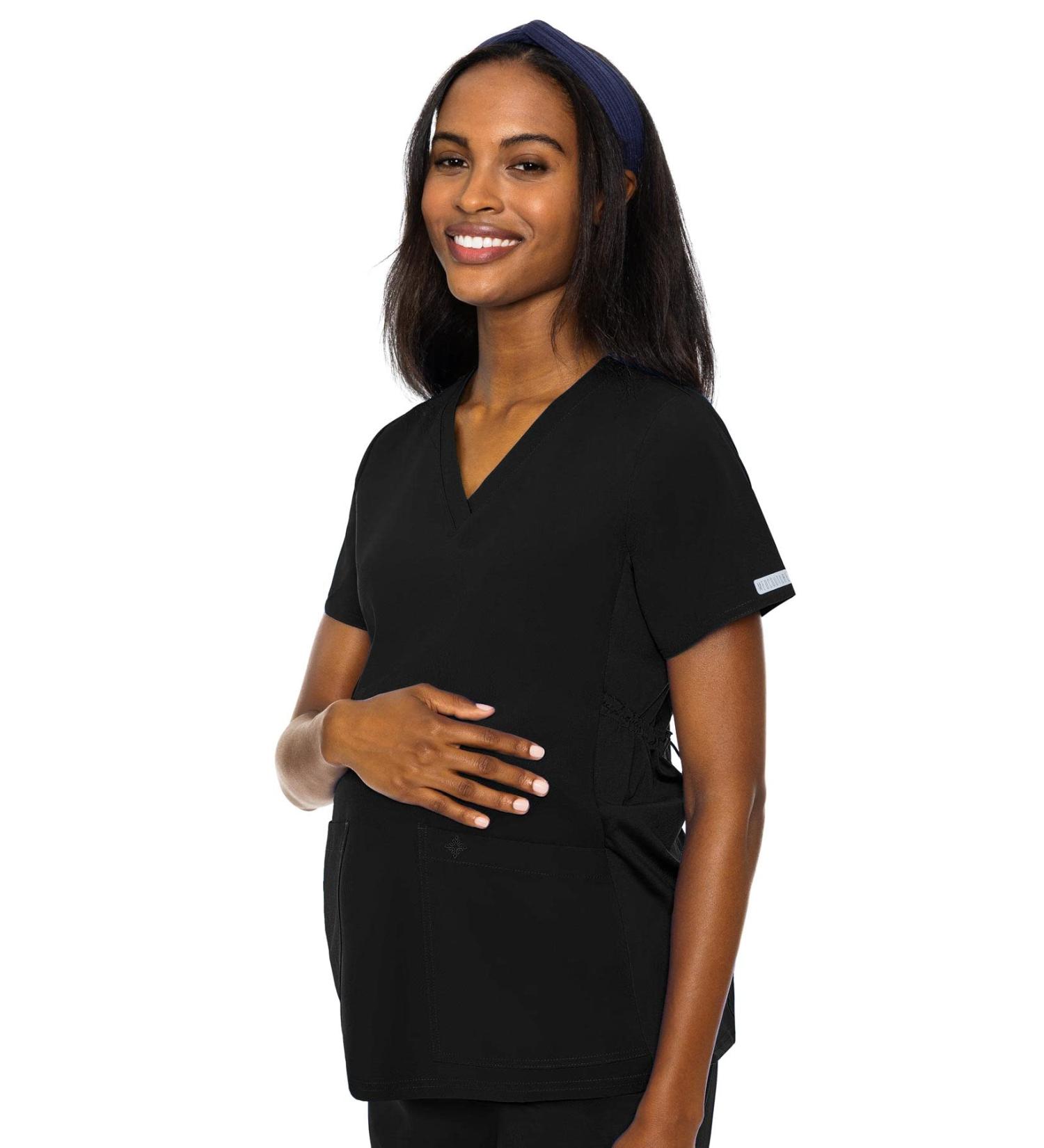Med Couture Women's Maternity V-Neck Scrub Top - Black (Medium) - Buy Online on GoSupps.com