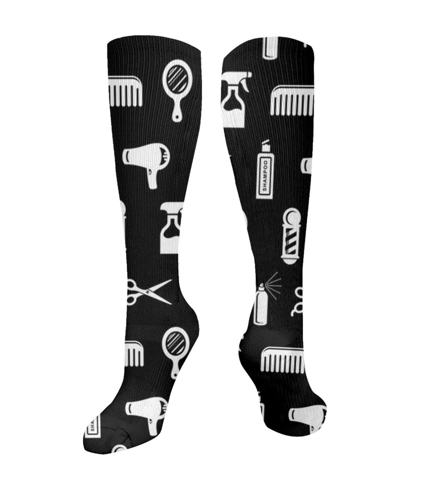 Hairdresser Pattern Compression Socks for Men & Women | 15-20 mmHg Support for Running & Cycling - Buy Online on GoSupps.com
