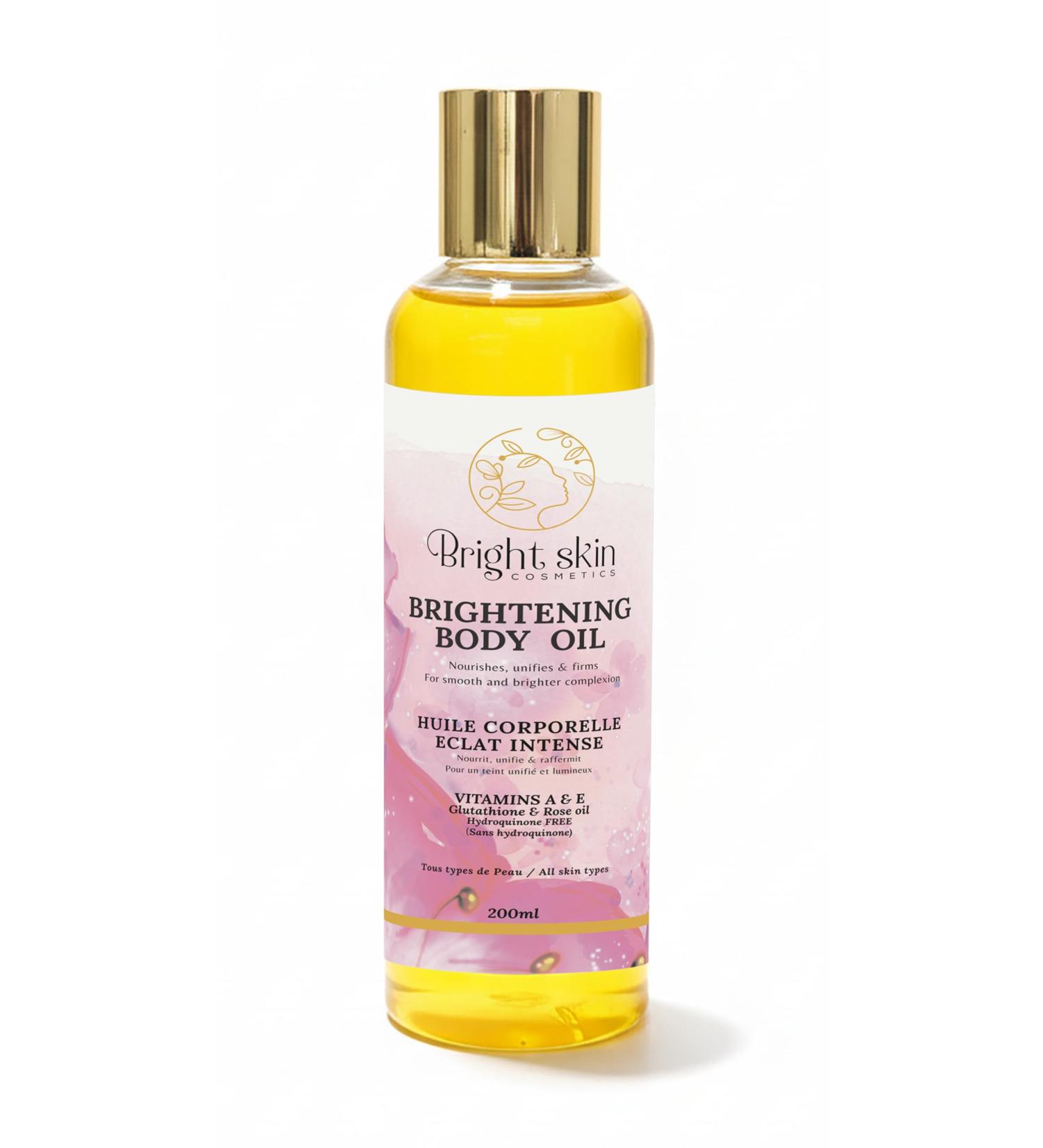 Bright Skin Cosmetics Best Brightening Body Oil (6.5 oz) - Glutathione Arbutin Rosehip Oil Rose Extract for Uneven Skin Tone Dark Spots Scars Anti-aging Anti-wrinkle Sunscreen Scar Healing - Buy Online on GoSupps.com