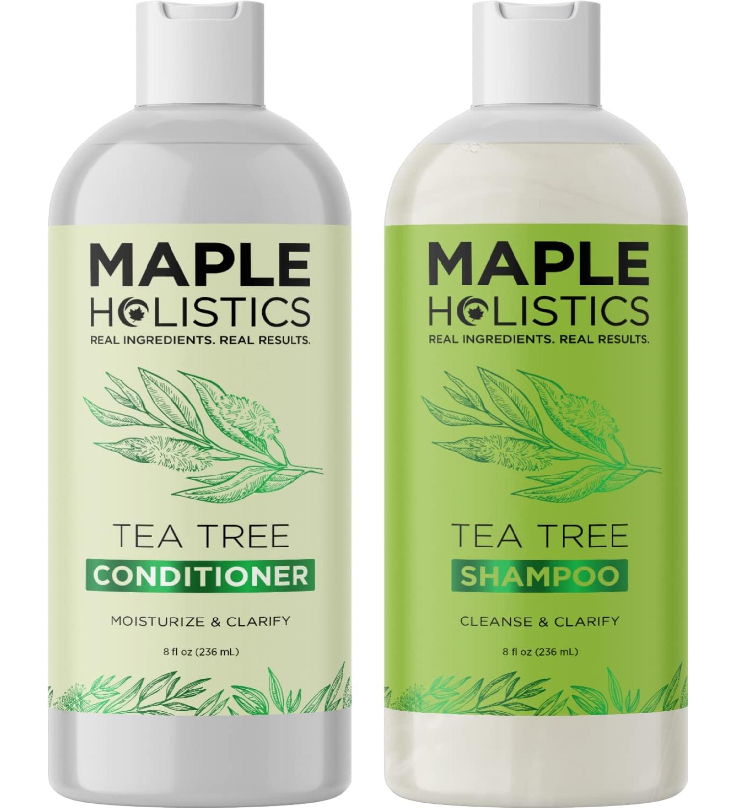 Tea Tree Shampoo and Conditioner Set - Sulfate-Free Dry Scalp Care - Pure Tea Tree Oil - 8 Fl Oz - Buy Online on GoSupps.com