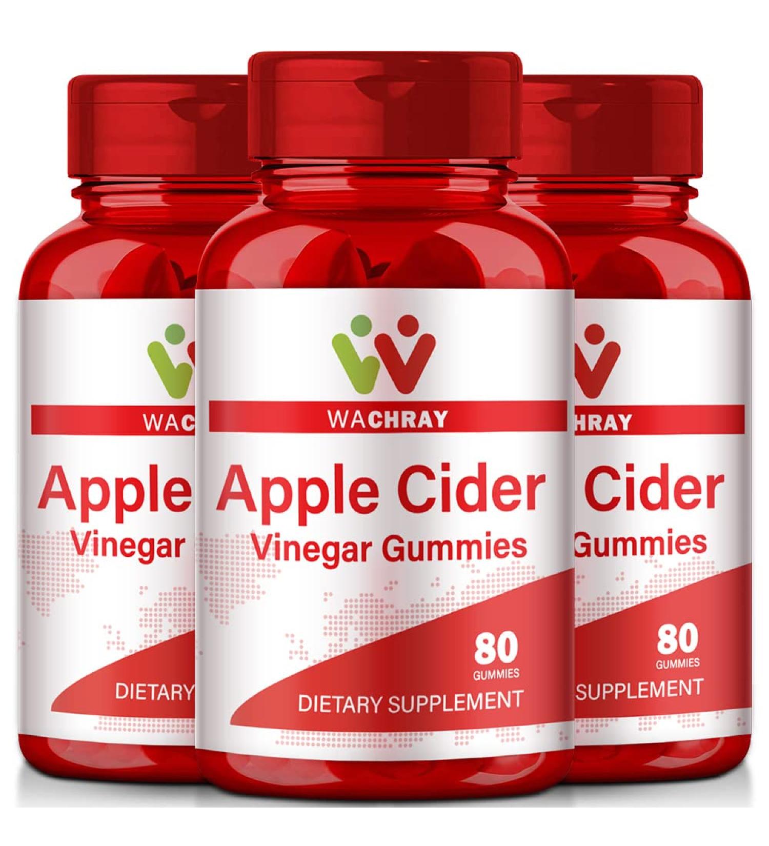 Organic Apple Cider Vinegar Gummies 3-Pack - Supports Detox, Digestion, Energy Boost & Gut Health - 80 Count (Pack of 3) - For Kids & Adults - Buy Online on GoSupps.com