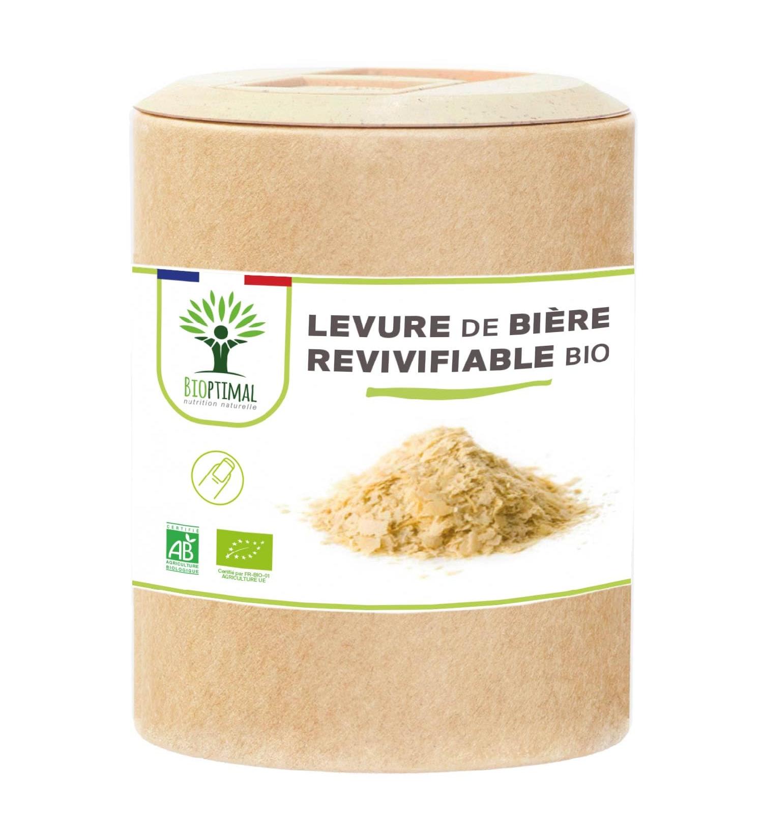 Bioptimal Organic Brewer's Yeast - Food Supplement - Live & Active - Skin for Hair Nails - Digestion Transit Probiotic - Made in France - Certified by Ecocert - 200 Capsules - Buy Online on GoSupps.com