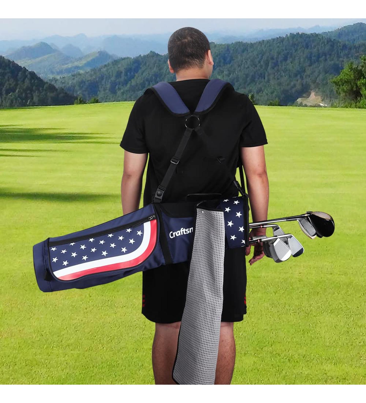 Craftsman Golf Star and Stripes Lightweight Shoulder Golf Bag in Red, White, and Blue - Buy Online on GoSupps.com