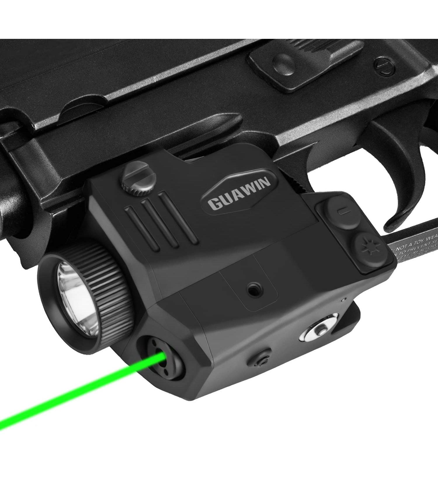 Pistol Light with Red&Green Laser | Rechargeable Compact Weapon Light | Adjustable Rail Mounted Laser Combo | Magnetic Charging | LED Strobe Function - Buy Online on GoSupps.com