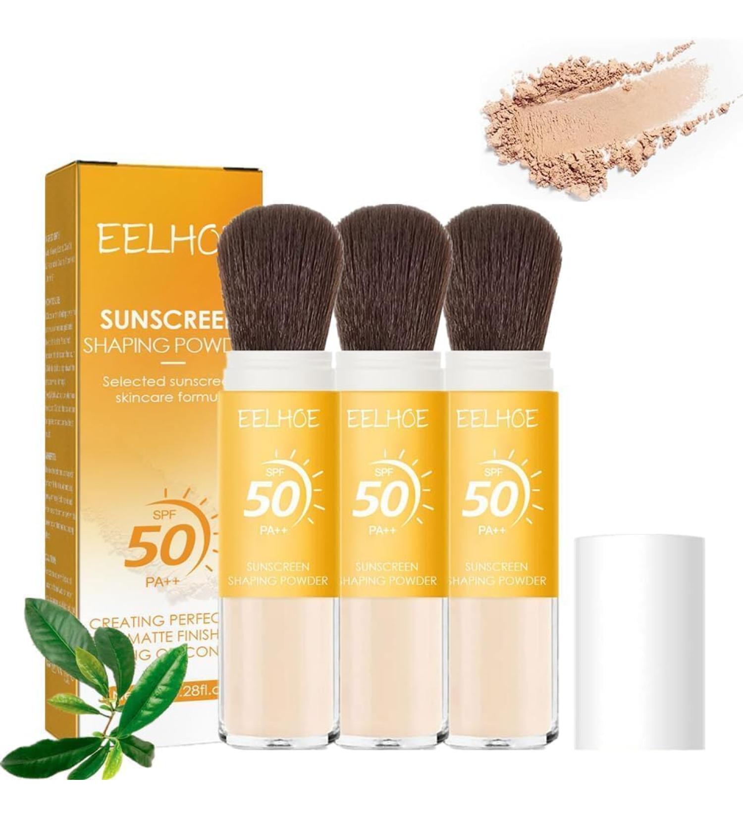 |Most Gifted| Mineral Powder Foundation Sunscreen - SPF 50 Loose Powder Sunscreen Setting Powder - Mineral Brush Powder - Oil Control Natural Matte Finish Powder Sunscreen For Face Makeup - 8g/0.28fl.oz (3pcs) - Buy Online on GoSupps.com