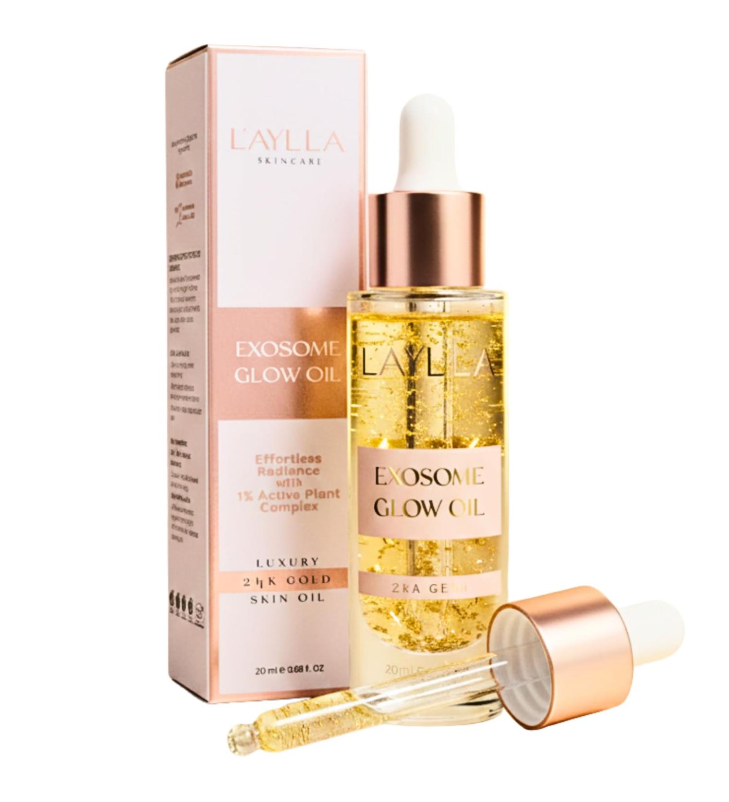 L'AYLLA Exosome Glow Oil - Huile pour le visage rayonnante avec exosomes - Or 24 carats - Cell de tige v g tale - Pour lissage soign et imm diat - Peau lumineuse - V g talien et suisse - Buy Online on GoSupps.com