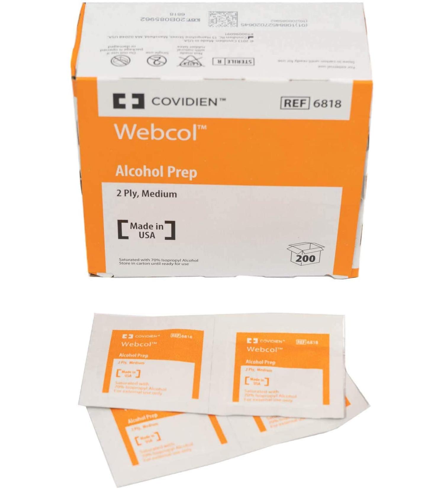 Covidien 6818 Webcol Alcohol Prep ebEfi Sterile Medium 2-Ply 2Pack (200 Count)