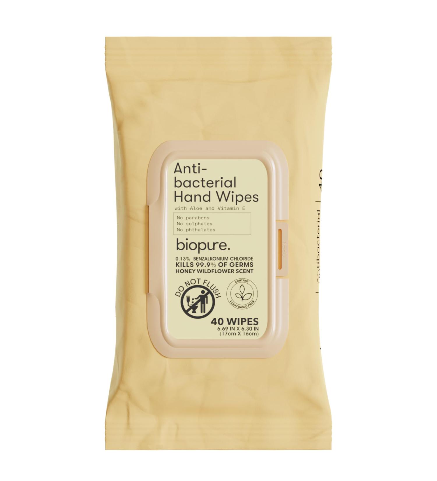Antibacterial Hand Wipes with Aloe & Vitamin E | 40 Ct | Kills 99.9% Germs | Paraben & Sulfate Free | International Shipping - Buy Online on GoSupps.com