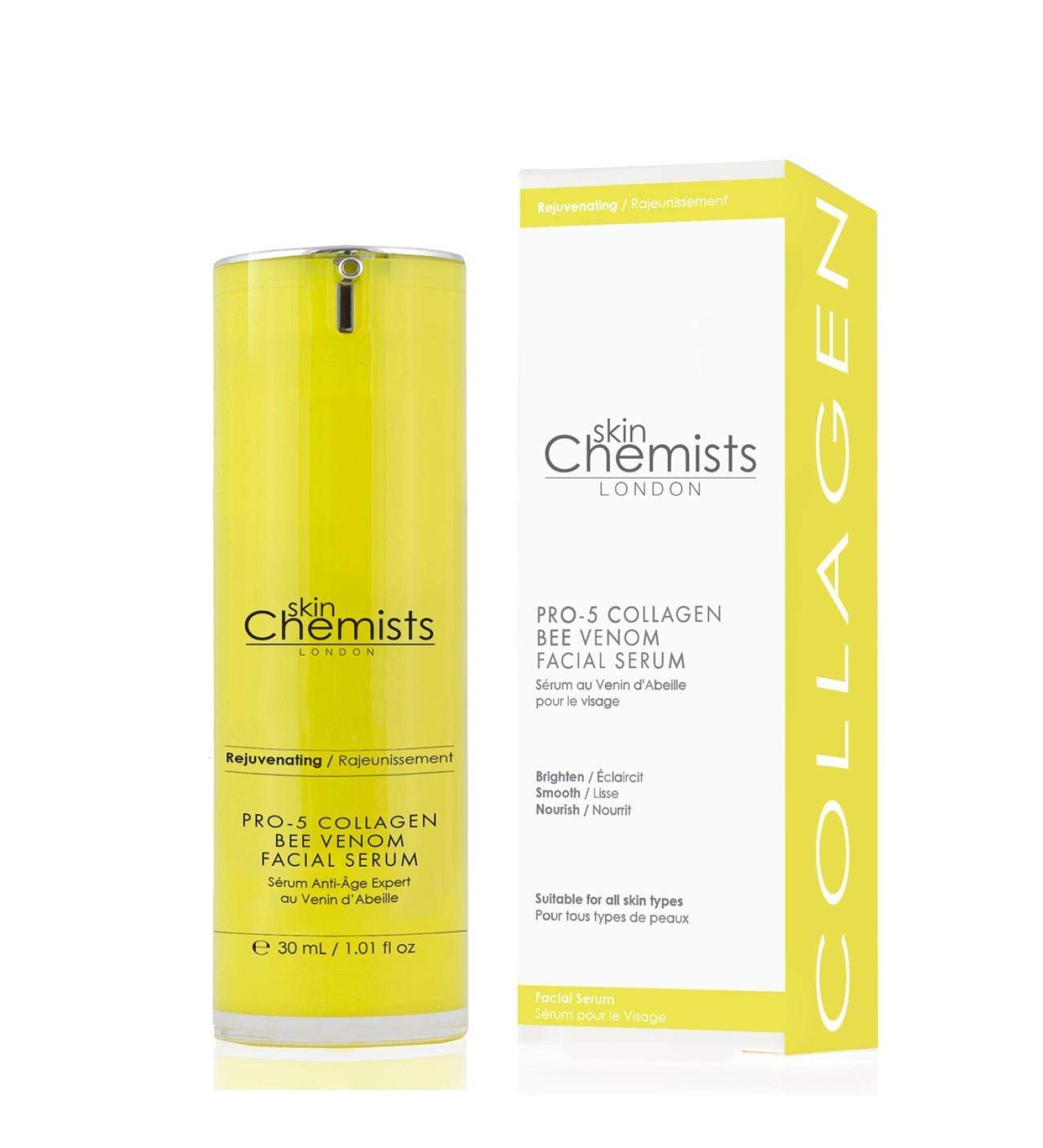 Buy skinChemists London Pro-5 Collagen Bee Venom Facial Serum 1.1 oz - Anti-Aging Skincare - Free International Shipping - Buy Online on GoSupps.com