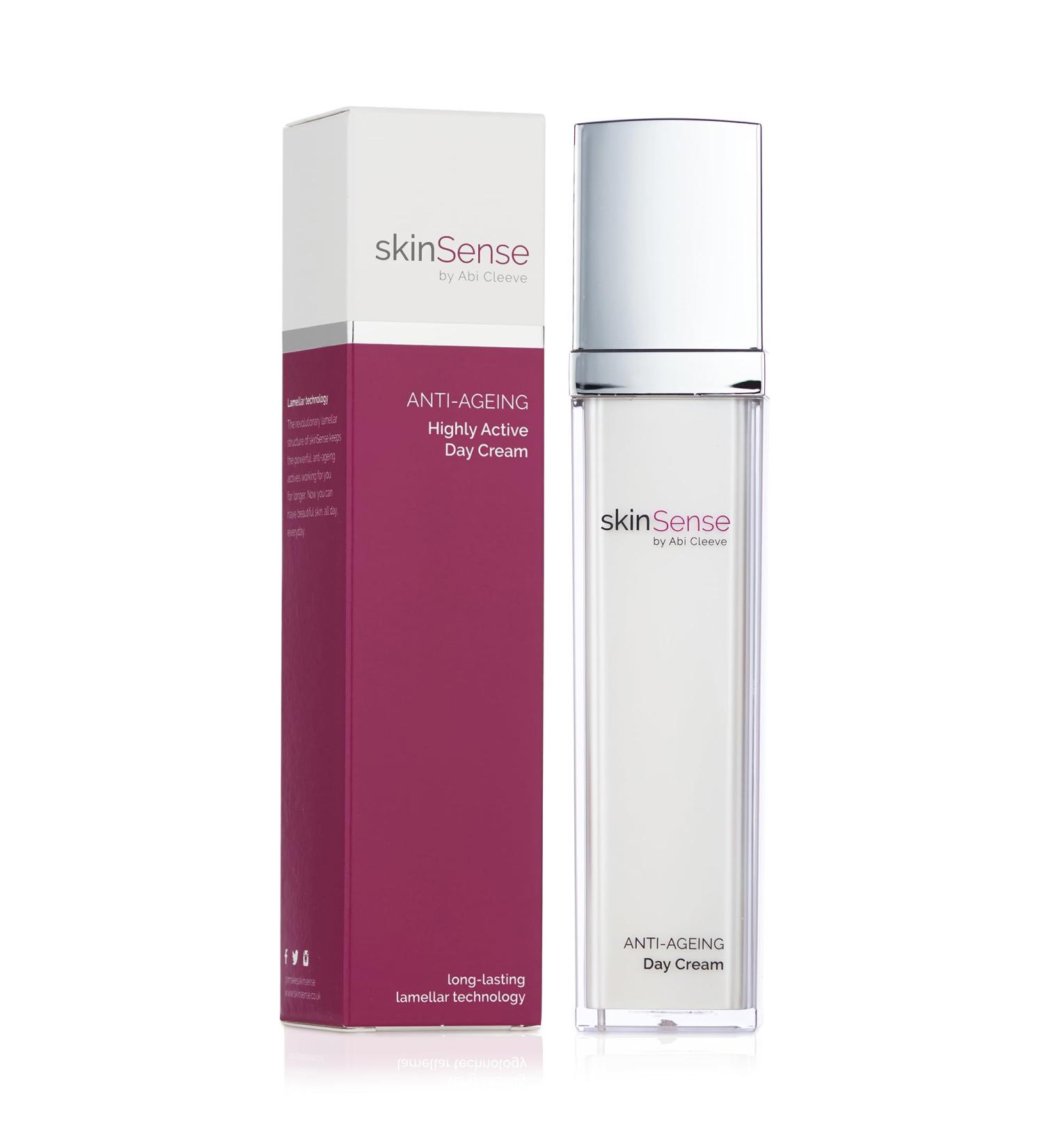 SkinSense Anti-Ageing Highly Active Day Cream 50ml Anti Wrinkle Day Cream Face Brightening Serum Best Day Cream for Mature Skin Anti-Ageing Moisturiser for Women - Buy Online on GoSupps.com