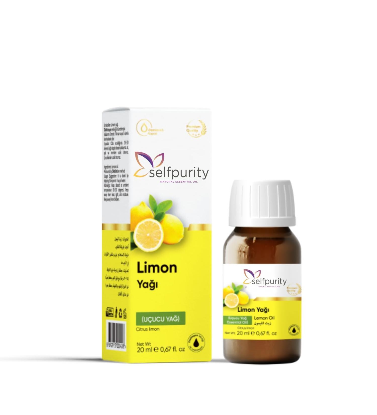 Selfpurity Organic Lemon Essential Oil %100 Pure and Natural Lemon Oil Premium Grade Essential Oils for Diffusers Skin Aromatherapy Massage - 20 ml (0.68 fl oz) - Buy Online on GoSupps.com