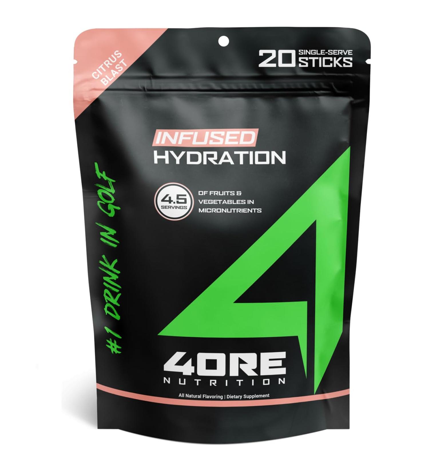 4ORE Nutrition Citrus Blast | Vitamin Infused Hydration for On-The-Course | STIM-Free Energy & Rapid Electrolyte Replenishment - Buy Online on GoSupps.com