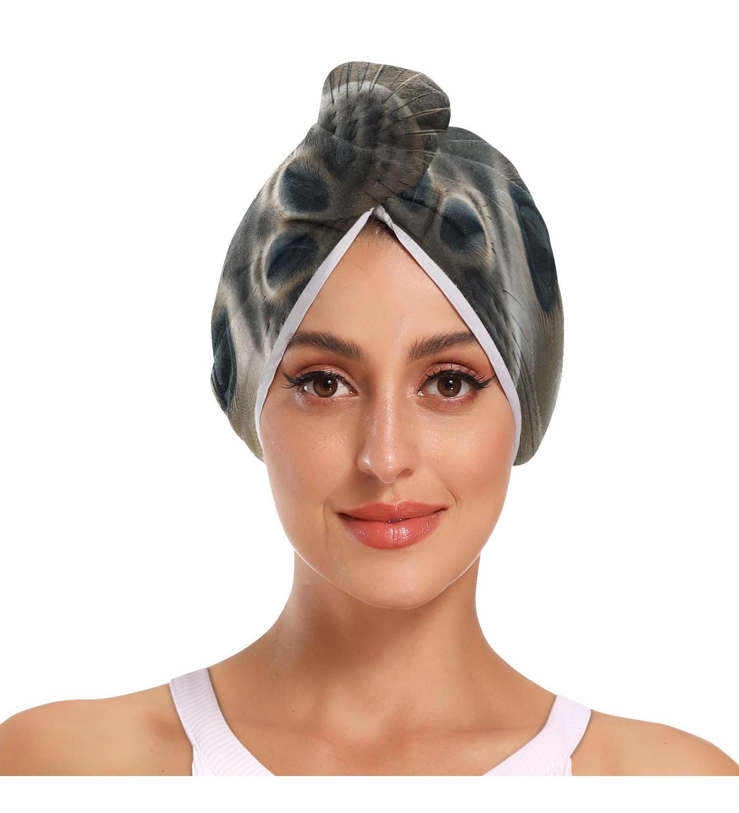 Grey Seal Hair Towel 2 Pack - Super Absorbent Quick Dry Hair Turbans for Women & Girls | Ideal Travel Accessory - Buy Online on GoSupps.com
