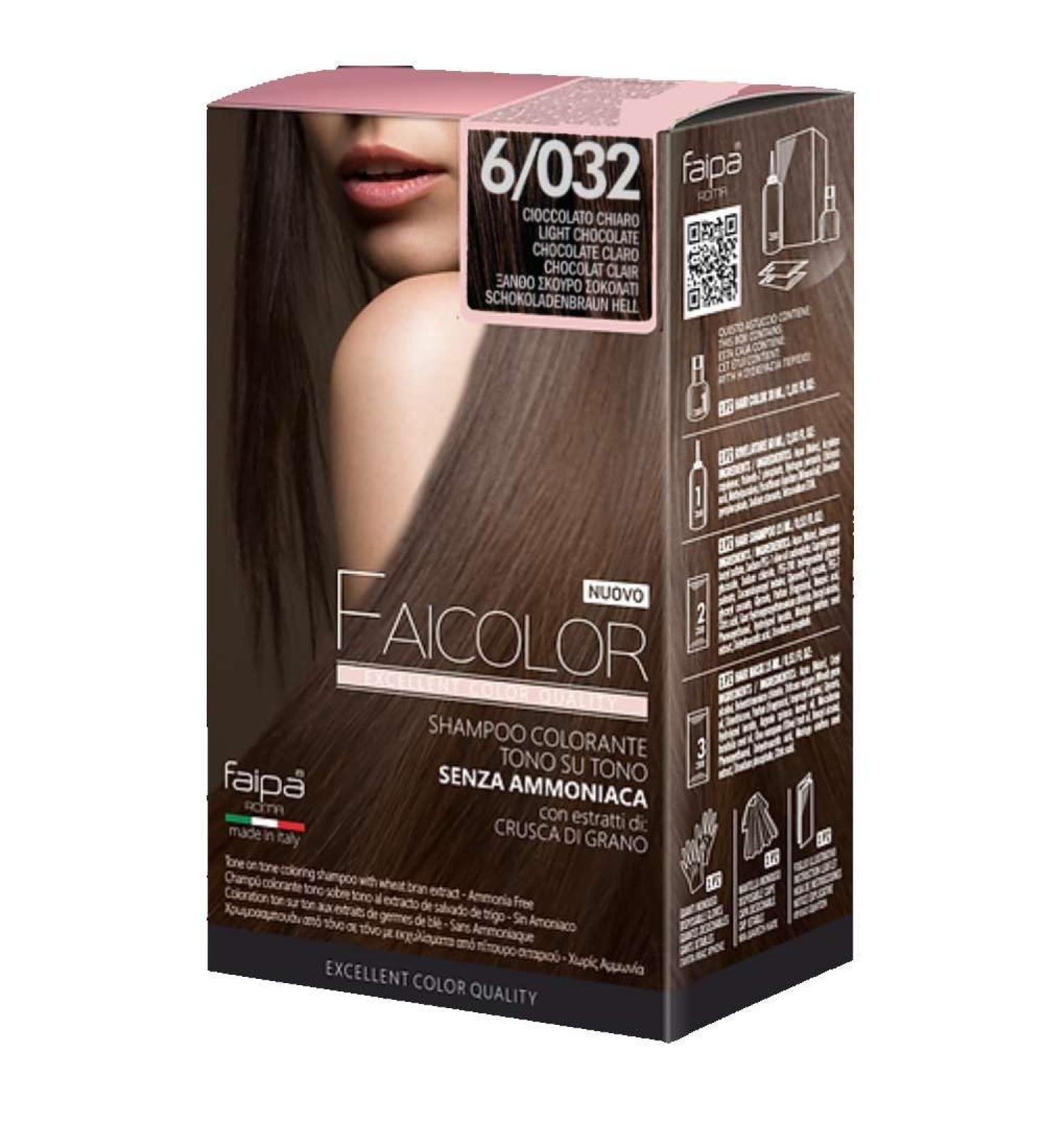 Faipa Faicolor 6032 Shampoo colorant clay on tone without ammonia light chocolate