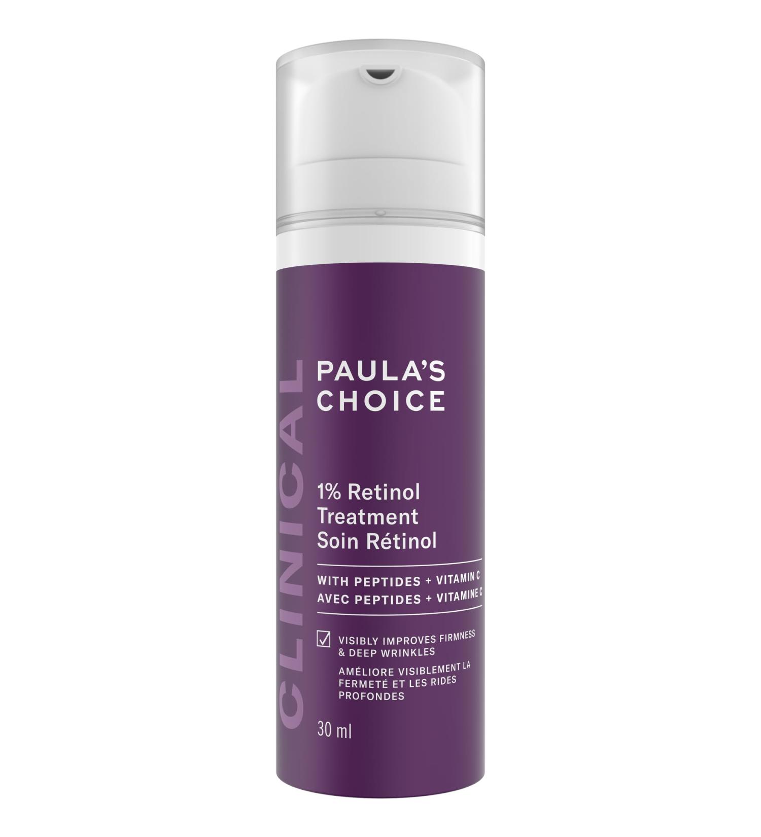 Paula's Choice CLINICAL 1% Retinol Treatment Cream with Peptides Vitamin C & Licorice Extract Anti-Aging Treatment for Wrinkles & Loss of Firmness Fragrance-Free & Paraben-Free 30 mL - Buy Online on GoSupps.com