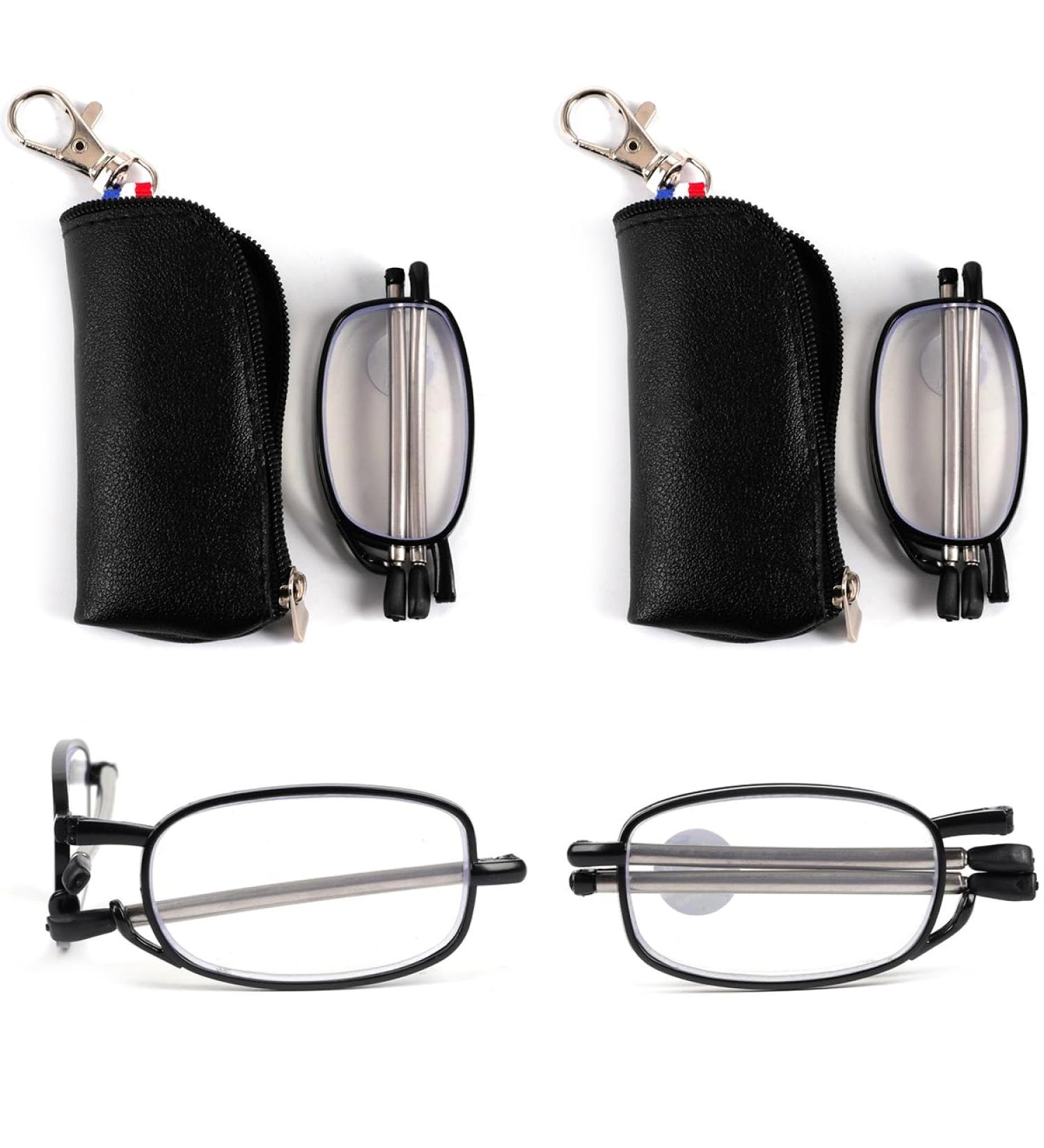VANANA Foldable Blue Light Blocking Reading Glasses - Telescopic Readers with Portable Zipper Bag & Keychain - 2 Pairs 2.5x - Buy Online on GoSupps.com