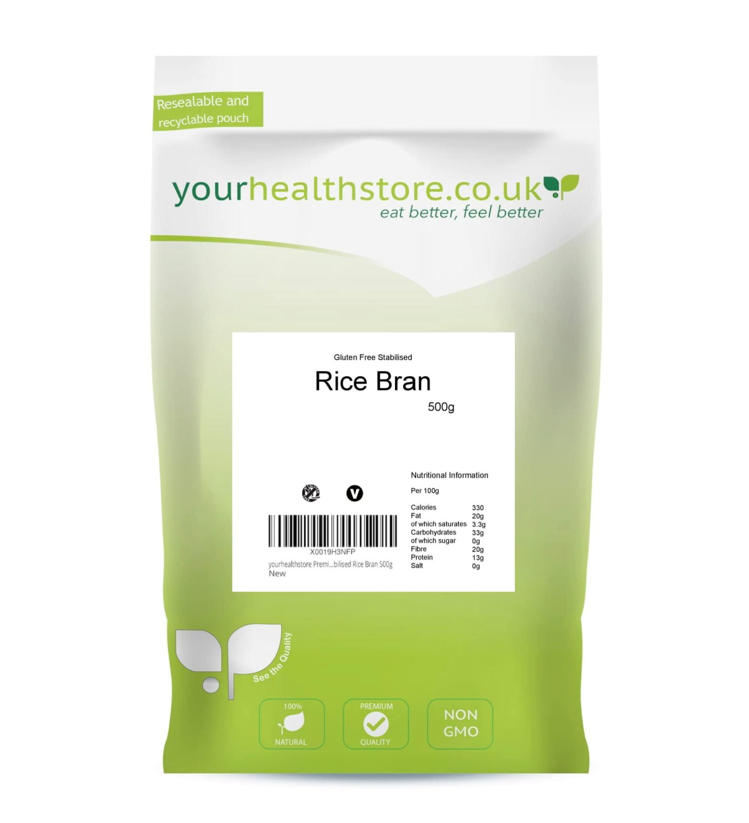 yourhealthstore Premium Gluten Free Non GMO Stabilised Rice Bran 500g