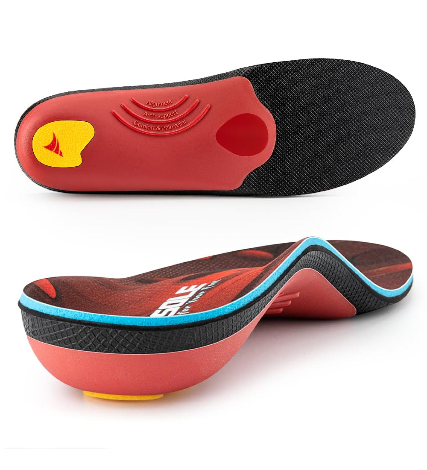 Valsole Orthopedic Insoles for Flat Feet | Soft Functional Inserts for Men & Women | Relief for Plantar Fasciitis & Foot Pain | EU Size 40-41 (26cm) - Red - Buy Online on GoSupps.com