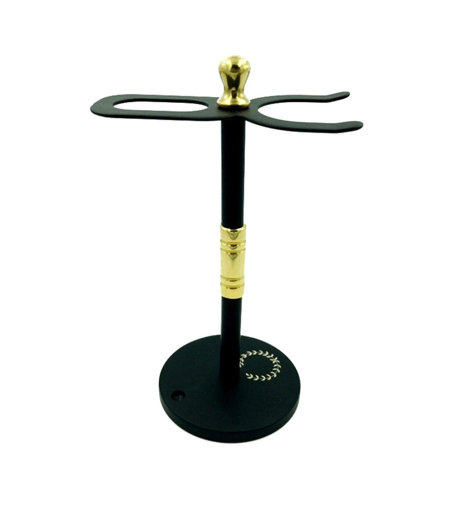 ZEVA HIGH Grade Stainless Steel Shaving Stand for Razor & Brush Black/Gold